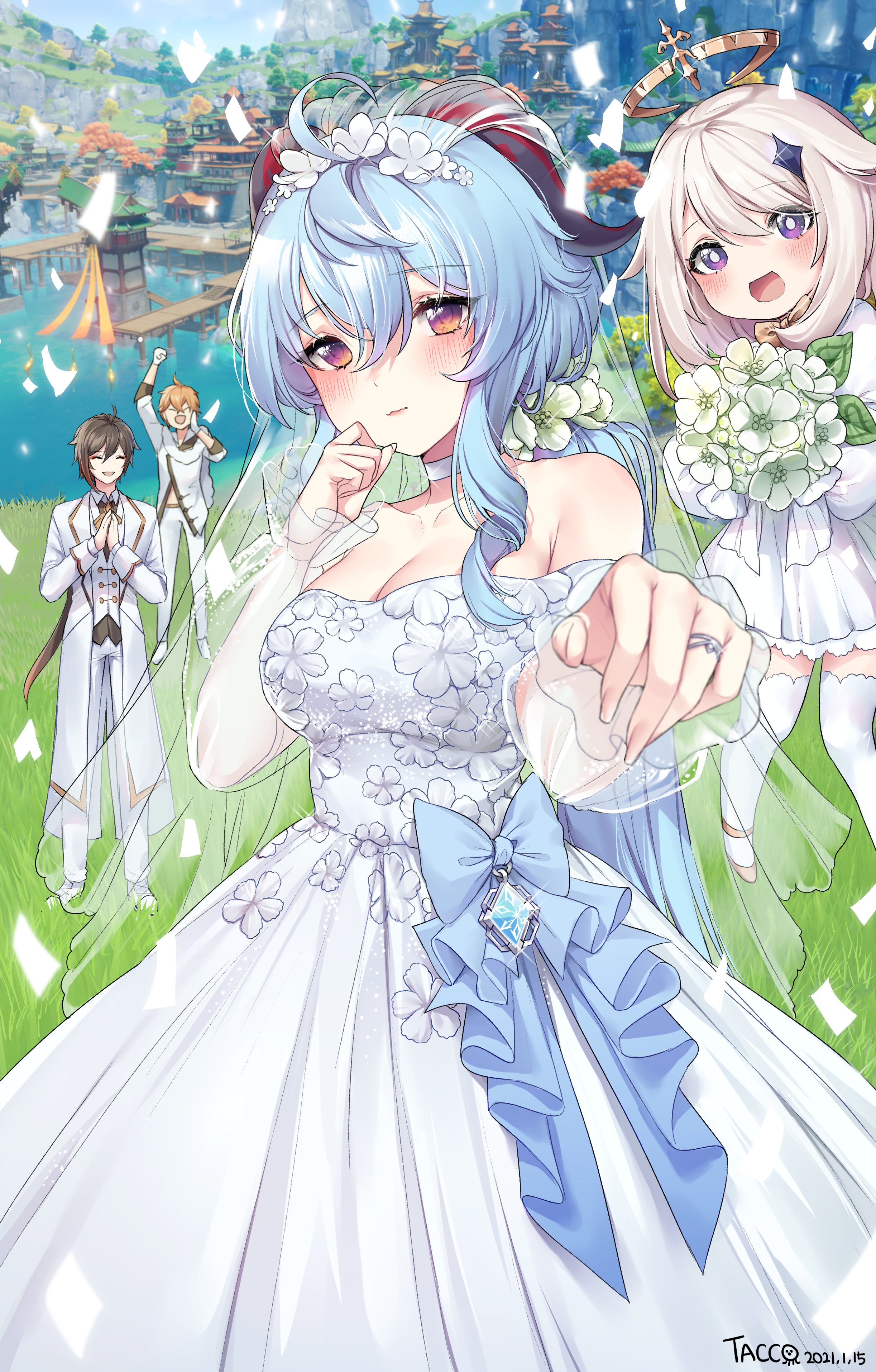Genshin Impact Anime Girls Ganyu Genshin Impact Tacco Wedding Dress 2445x3828