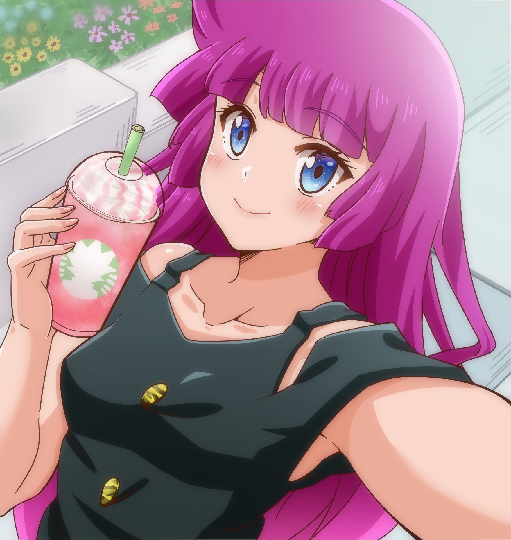 Anime Anime Girls Yu Gi Oh Yu Gi Oh SEVENS Romin Kirishima Pink Hair Long Hair Drink Artwork Digital 1759x1859