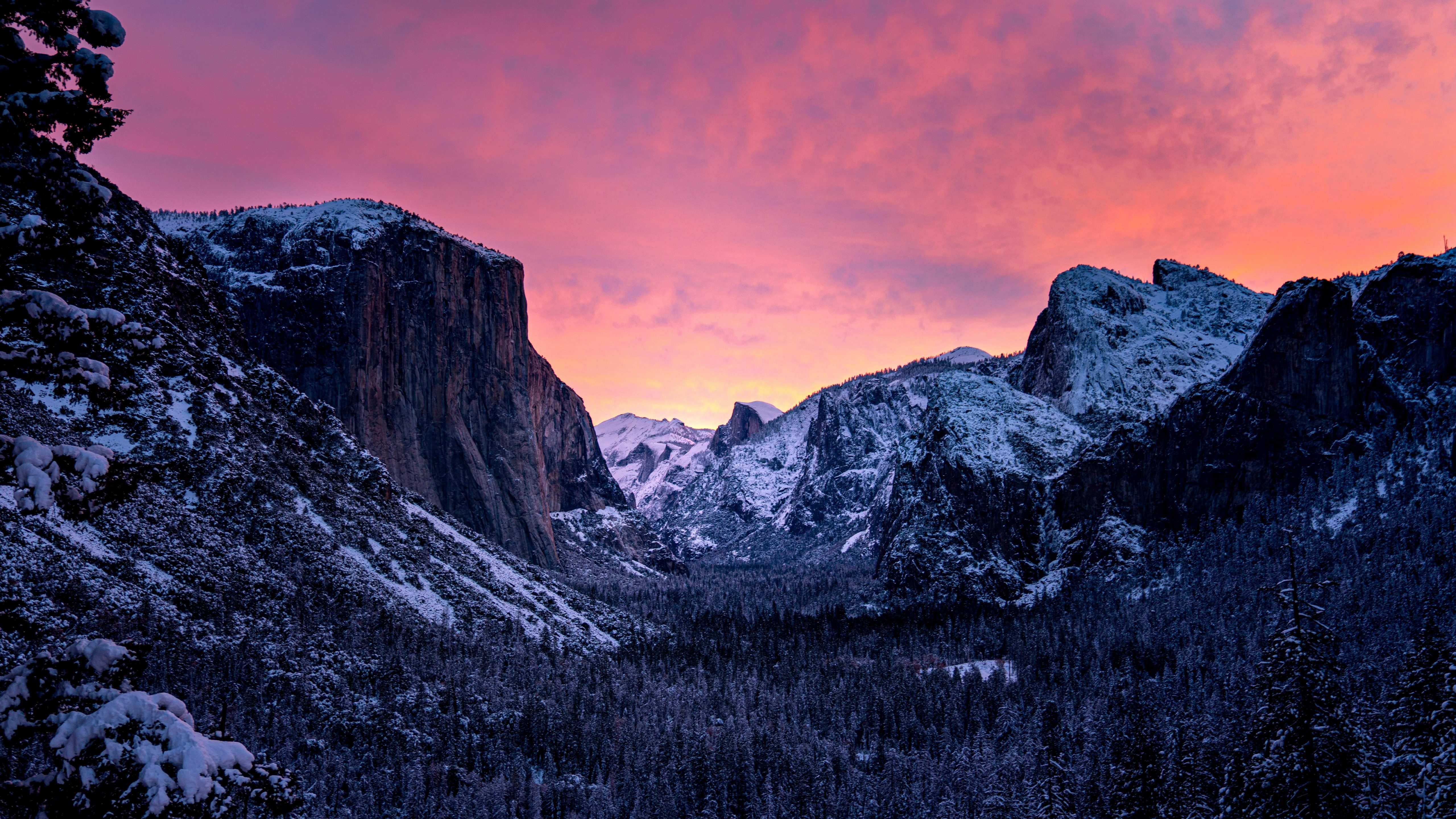 Yosemite National Park Nature Park Mountains Snow 5120x2880