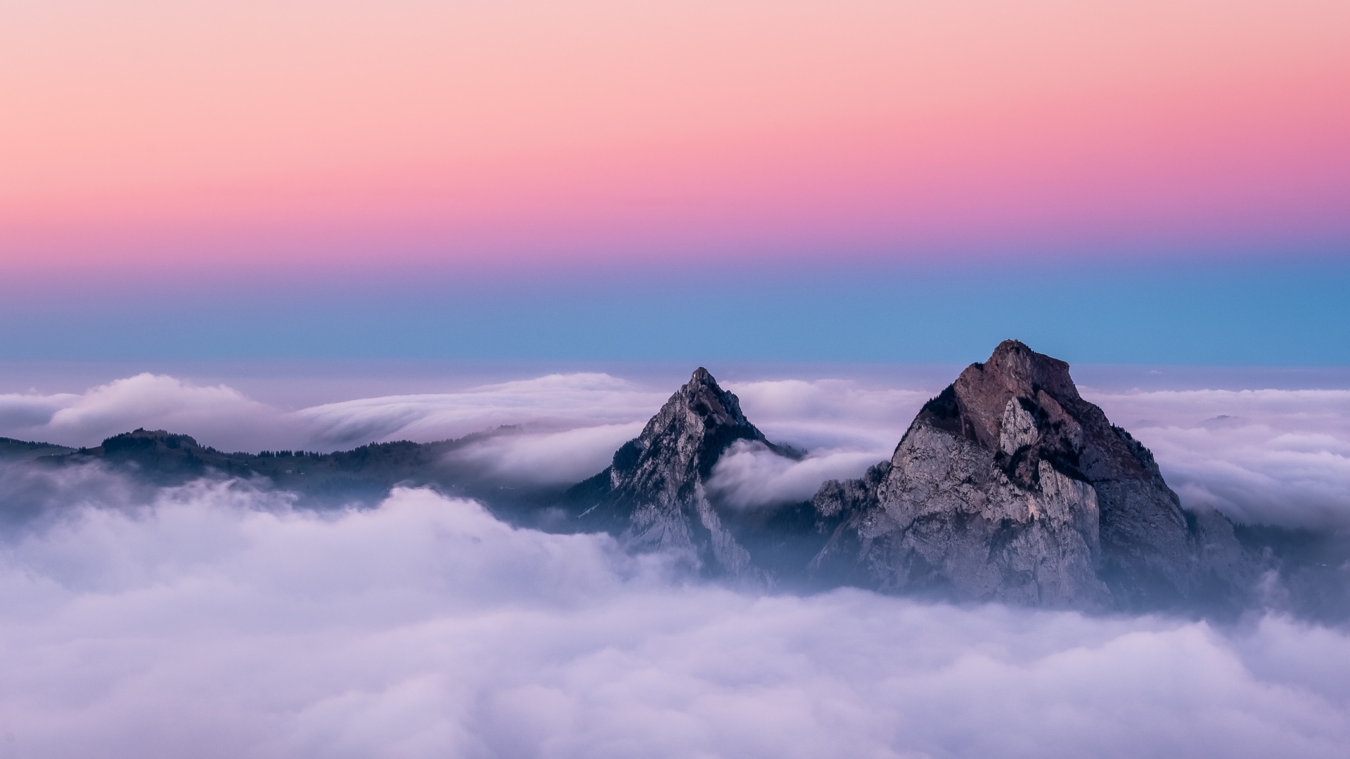 Switzerland Sunset Cloud Peak Horizon 1920x1080