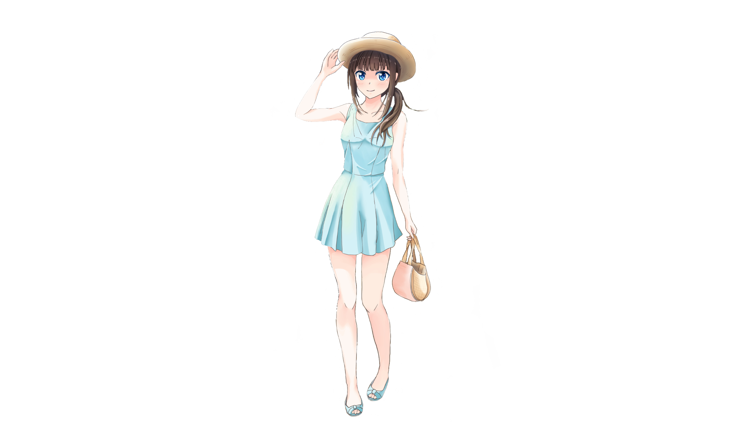 Anime Anime Girls Original Characters Artwork Yukimaru217 Dress Hat Brunette Blue Eyes 2560x1440
