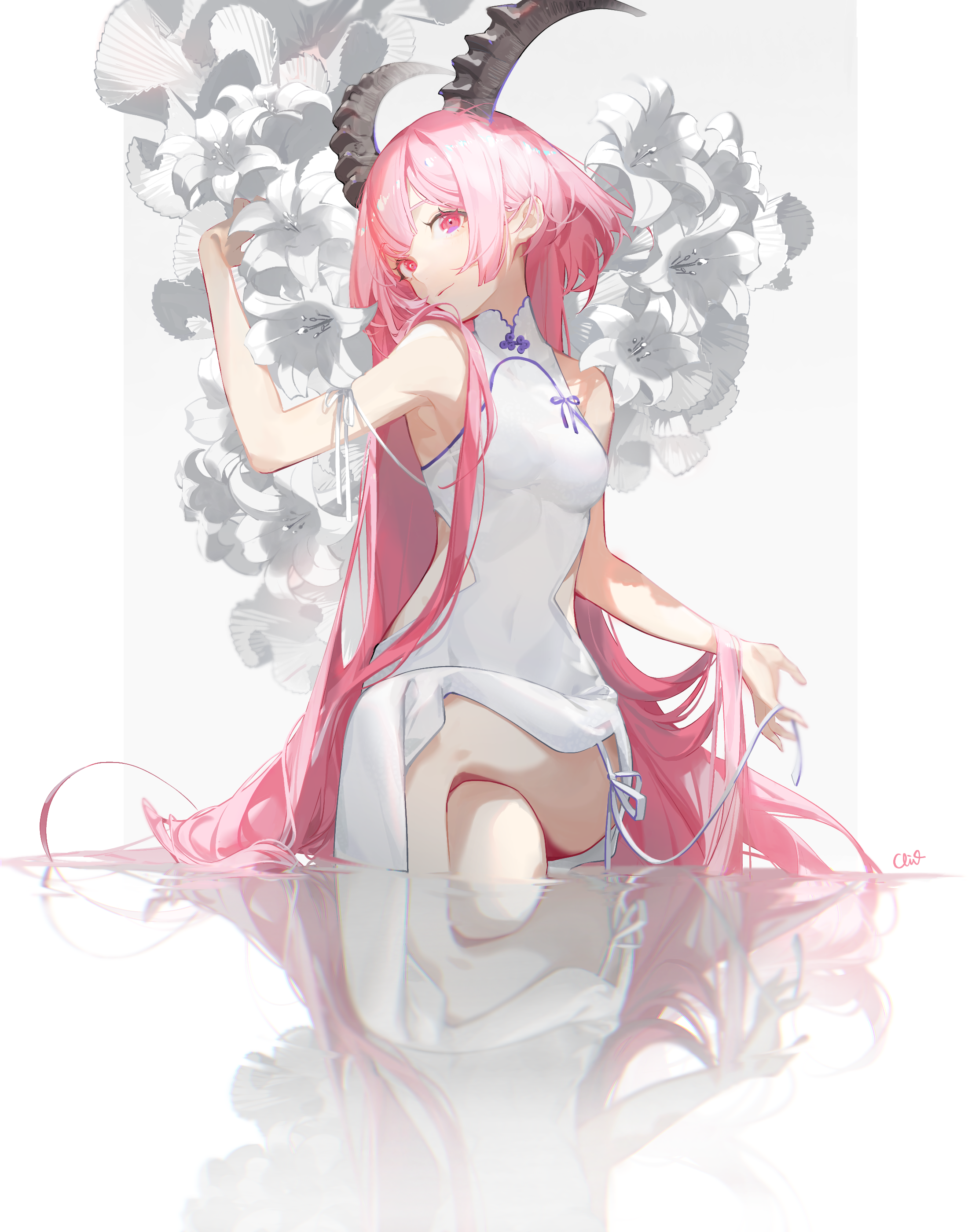 Anime Anime Girls Digital Art Artwork 2D Portrait Display Vertical Chi4 Long Hair Pink Hair Pink Eye 2200x2800