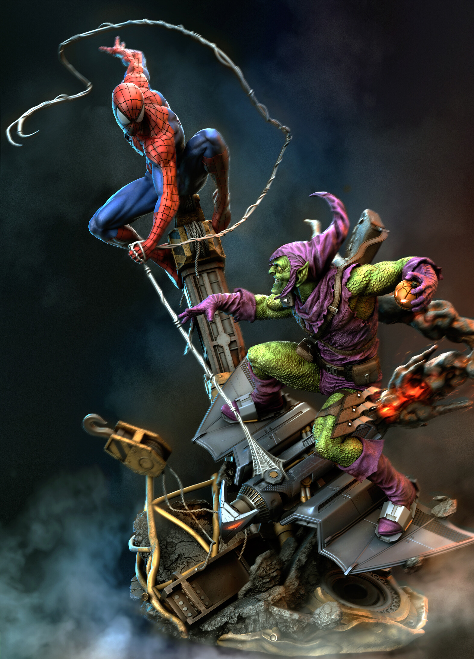 Marthin Agusta Spider Man Green Goblin Artwork 1571x2183