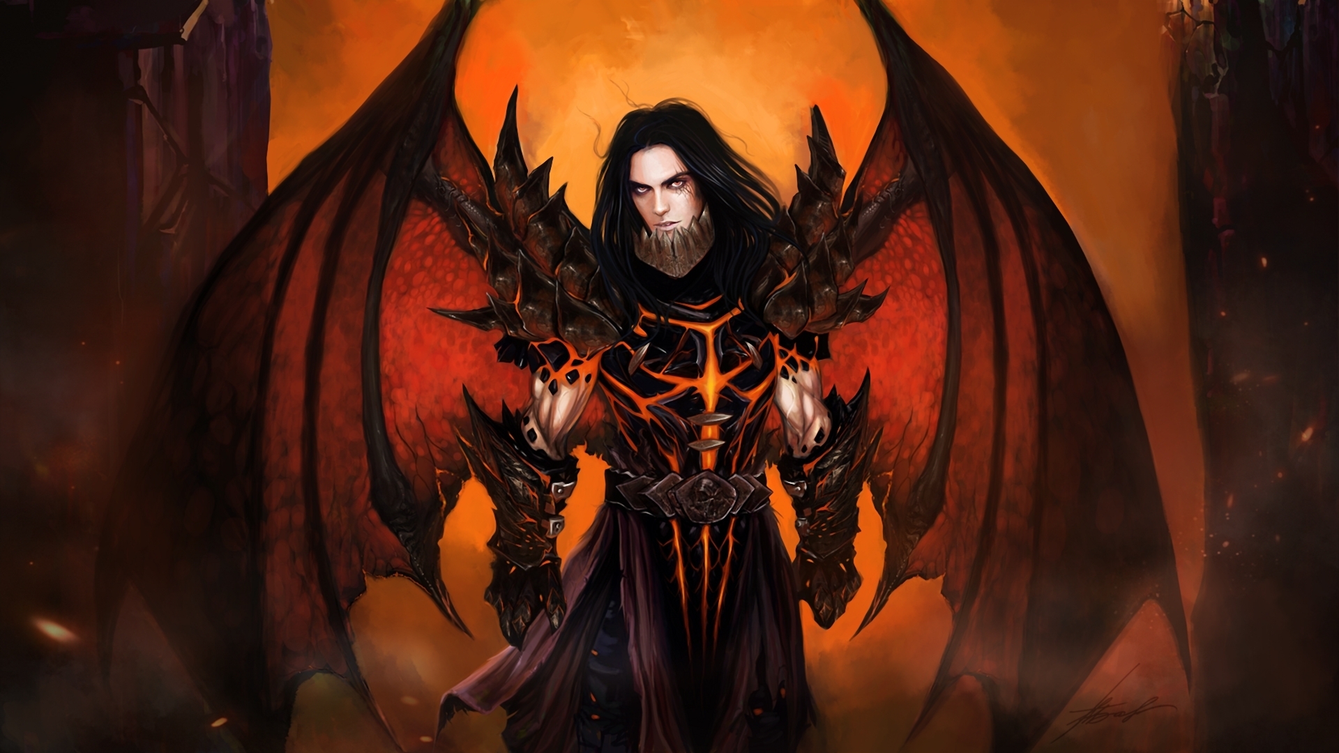 Armor Dark Deathwing World Of Warcraft Demon Dragon Man Wings World Of Warcraft 1920x1080