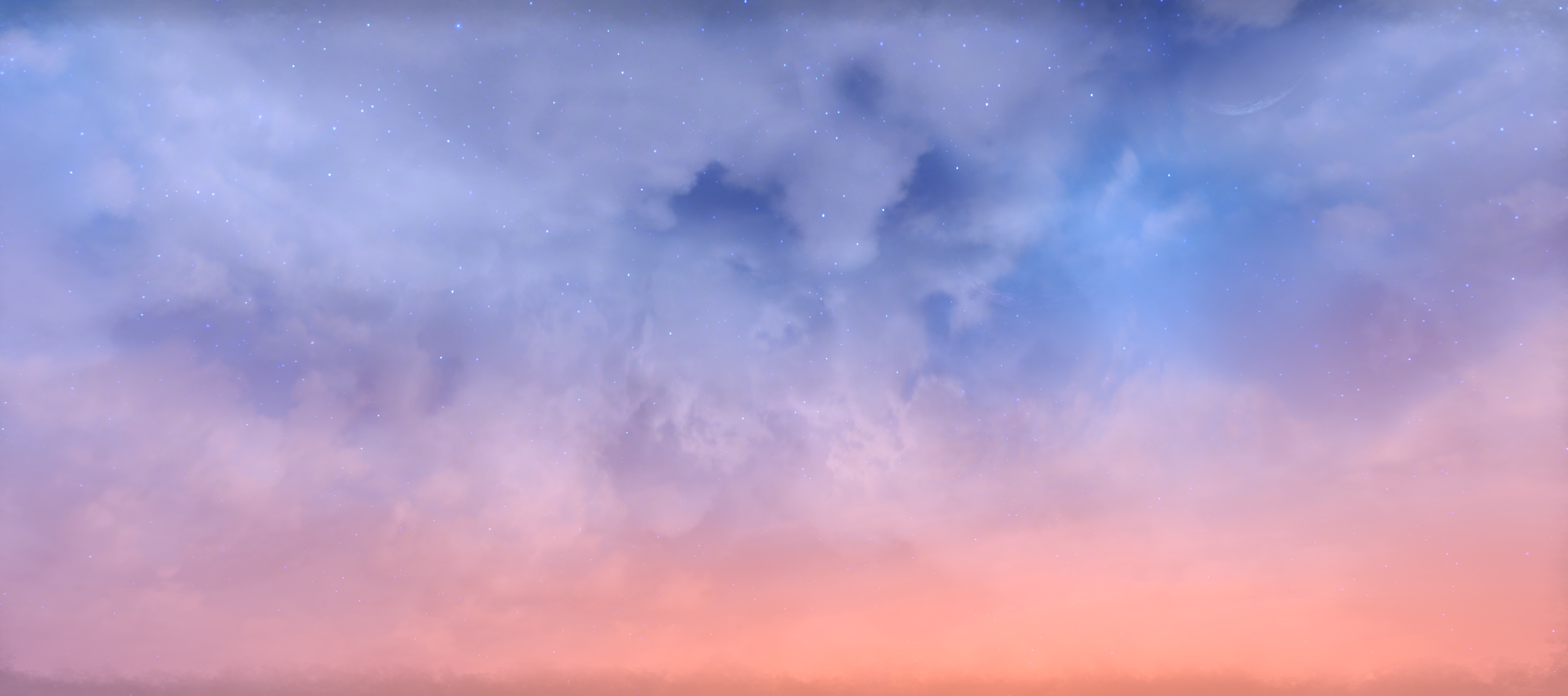 The Elder Scrolls Online Sky Clouds Pink Blue Stars PC Gaming 2593x1152