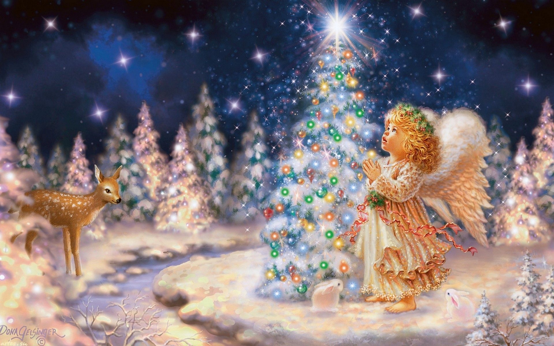 Angel Star Christmas Tree 1920x1200