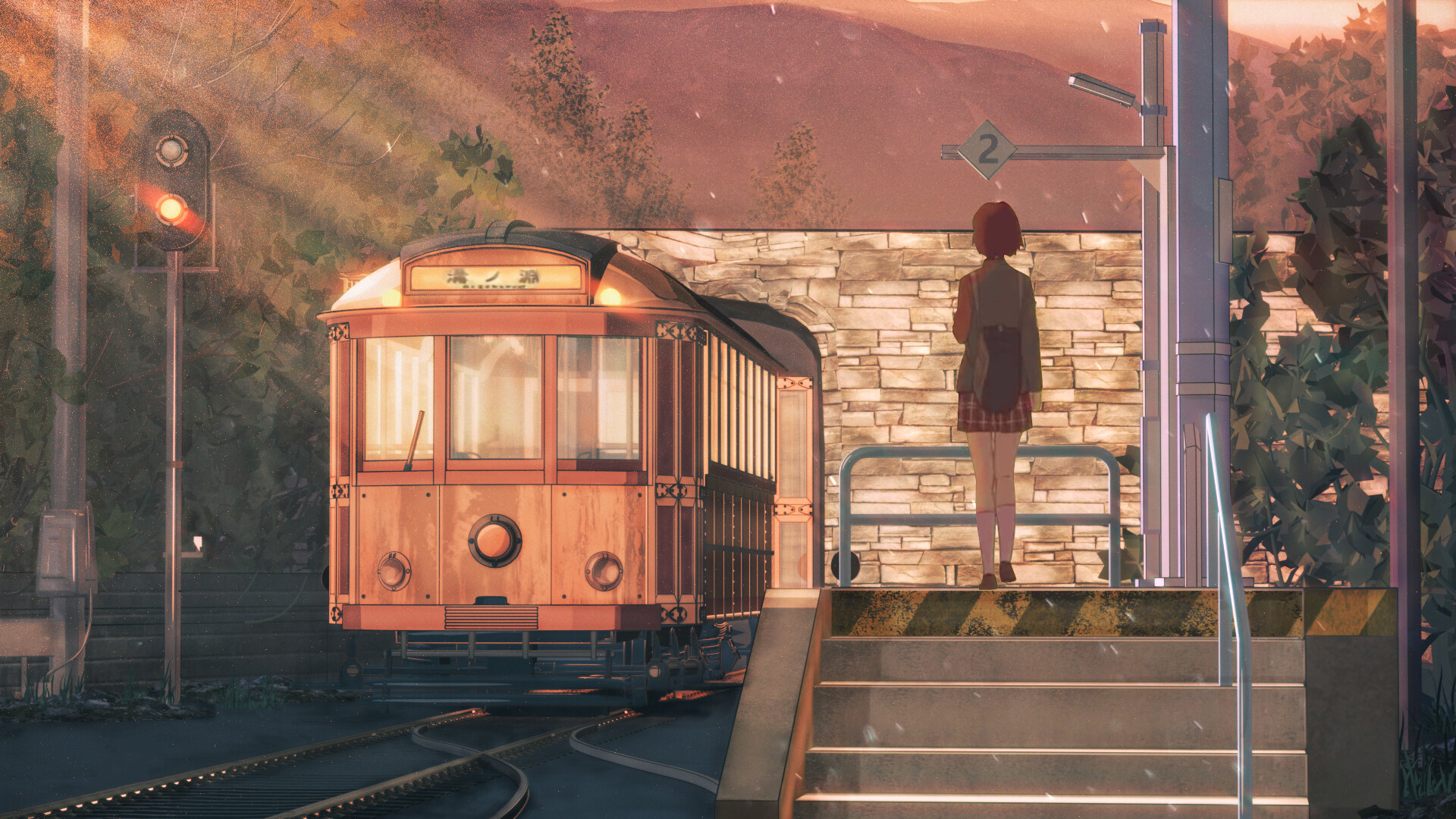 Train Train Station Original Anime 1920x1080