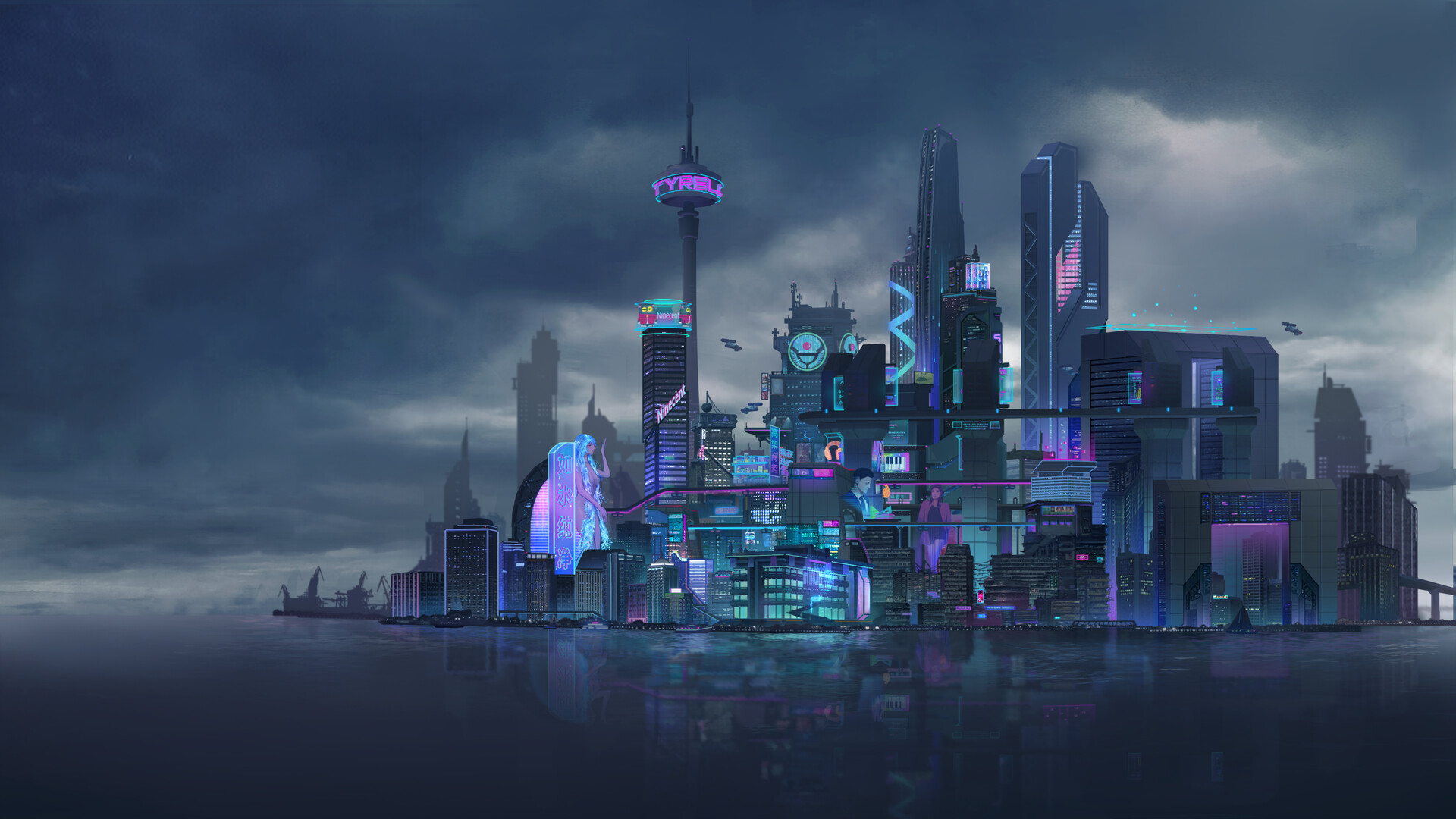 Digital Art Fantasy Art Environment Landscape Fantasy City Science Fiction Cyberpunk Z 4 Zero 1920x1080