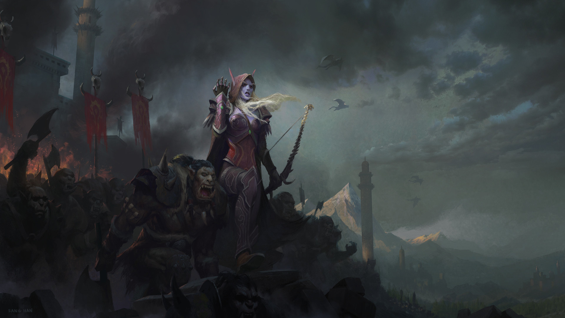 Sylvanas Windrunner Orc Woman Warrior World Of Warcraft 1920x1080