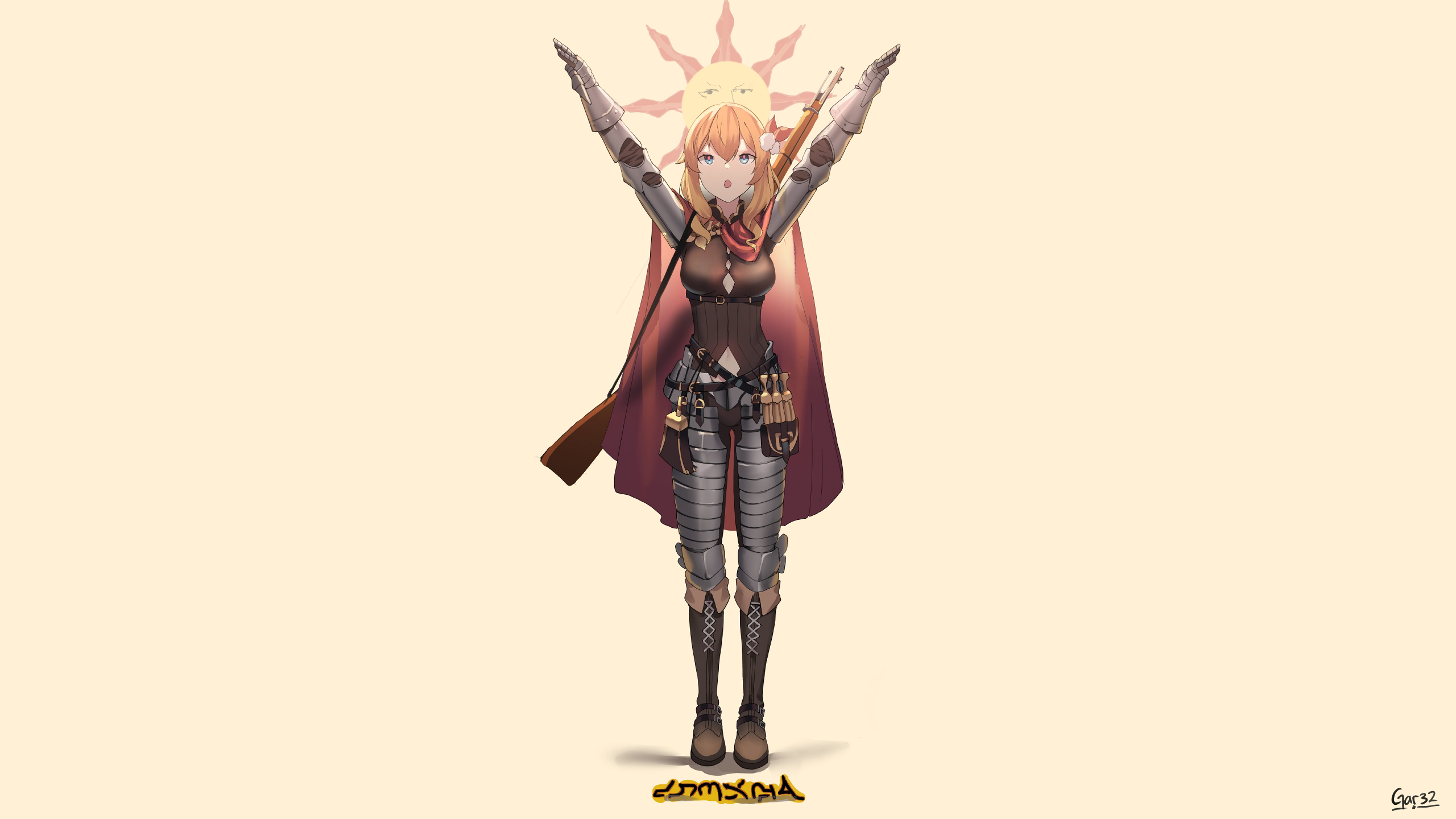 Dark Souls Mosin Nagant Girls Frontline Solaire Of Astora Knight Armor Gar32 2560x1440
