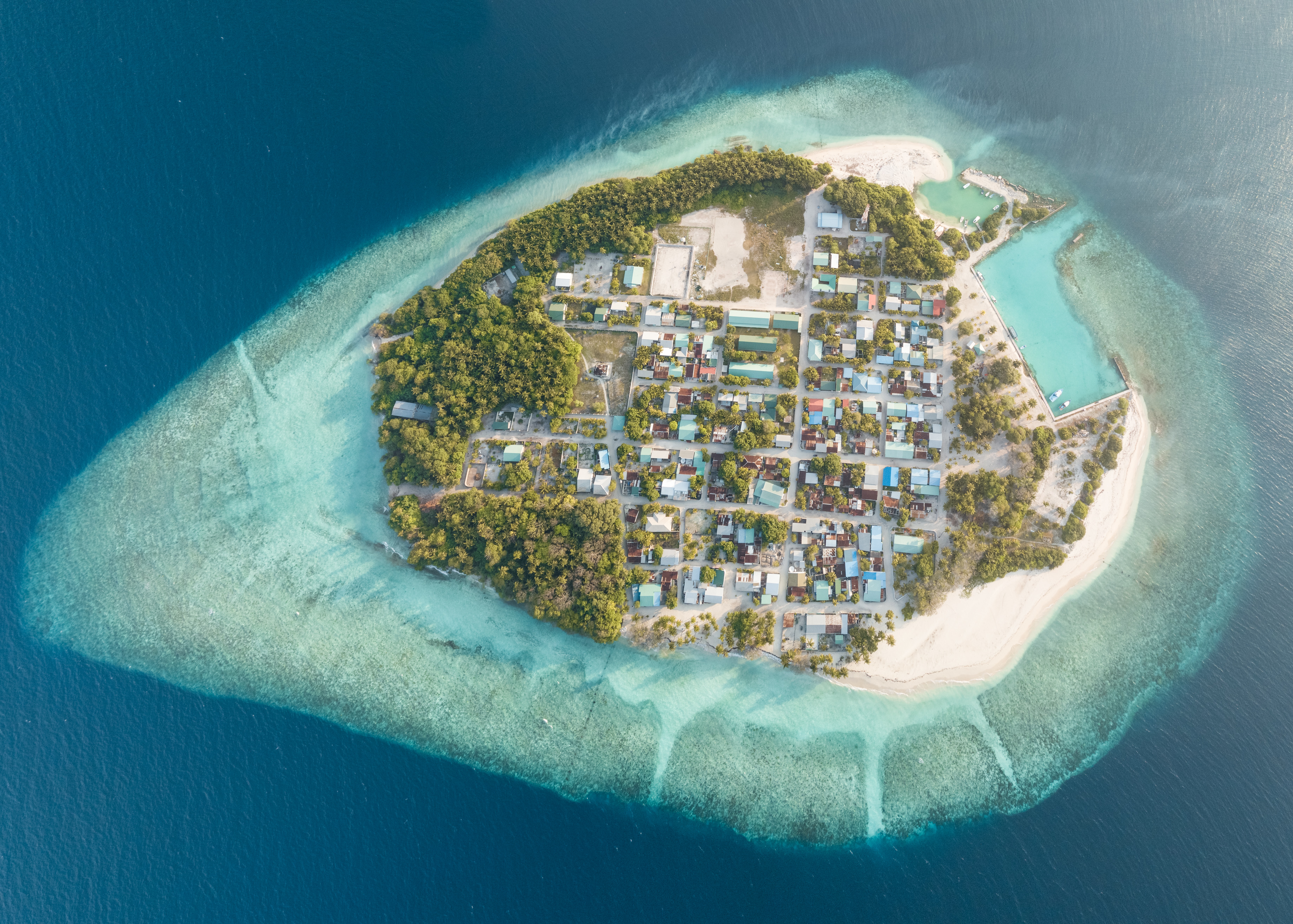 Island Maldives Aerial View Atols 7365x5264