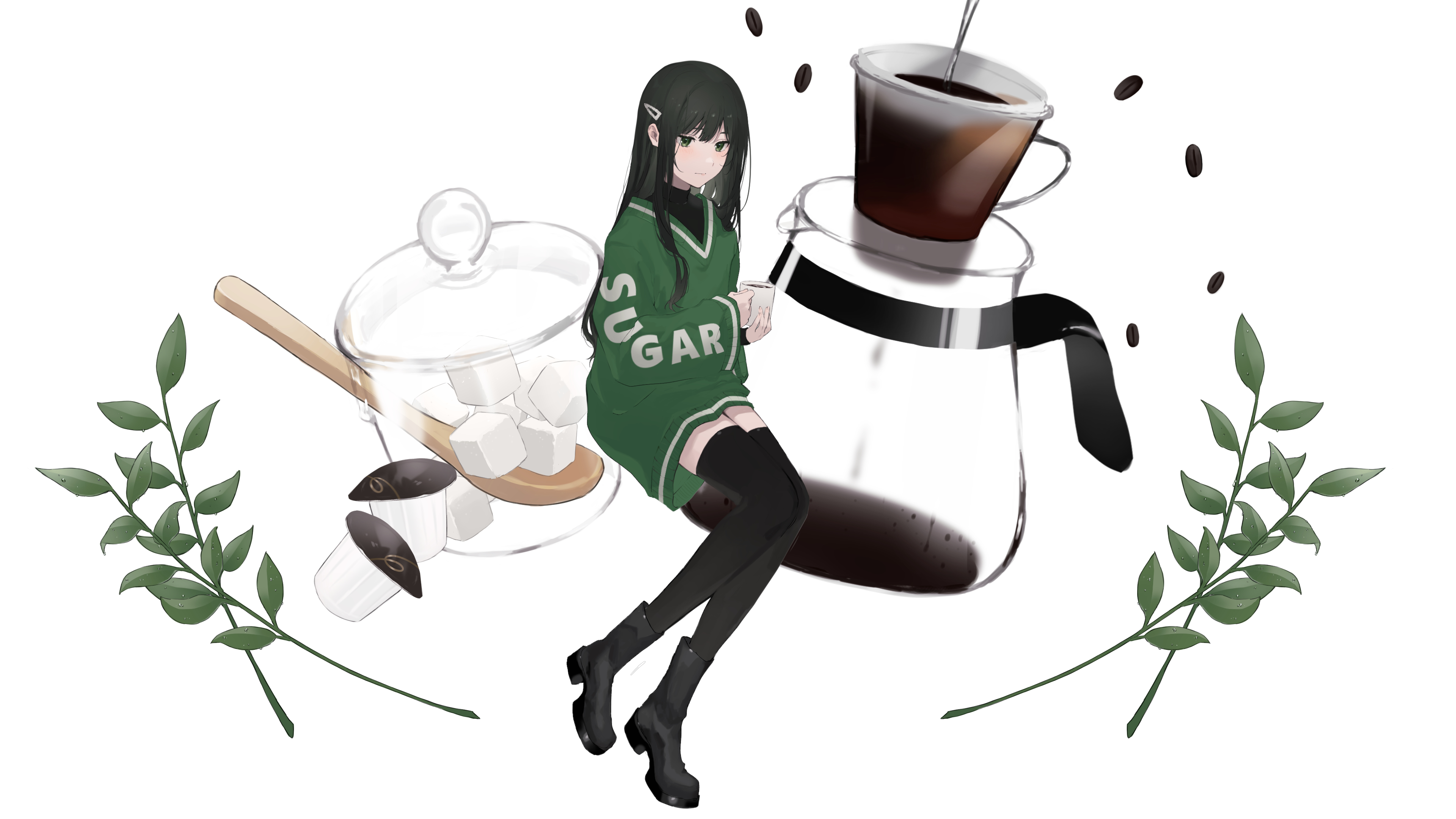Anime Anime Girls Original Characters Artwork Ktym777 Coffee 3840x2160