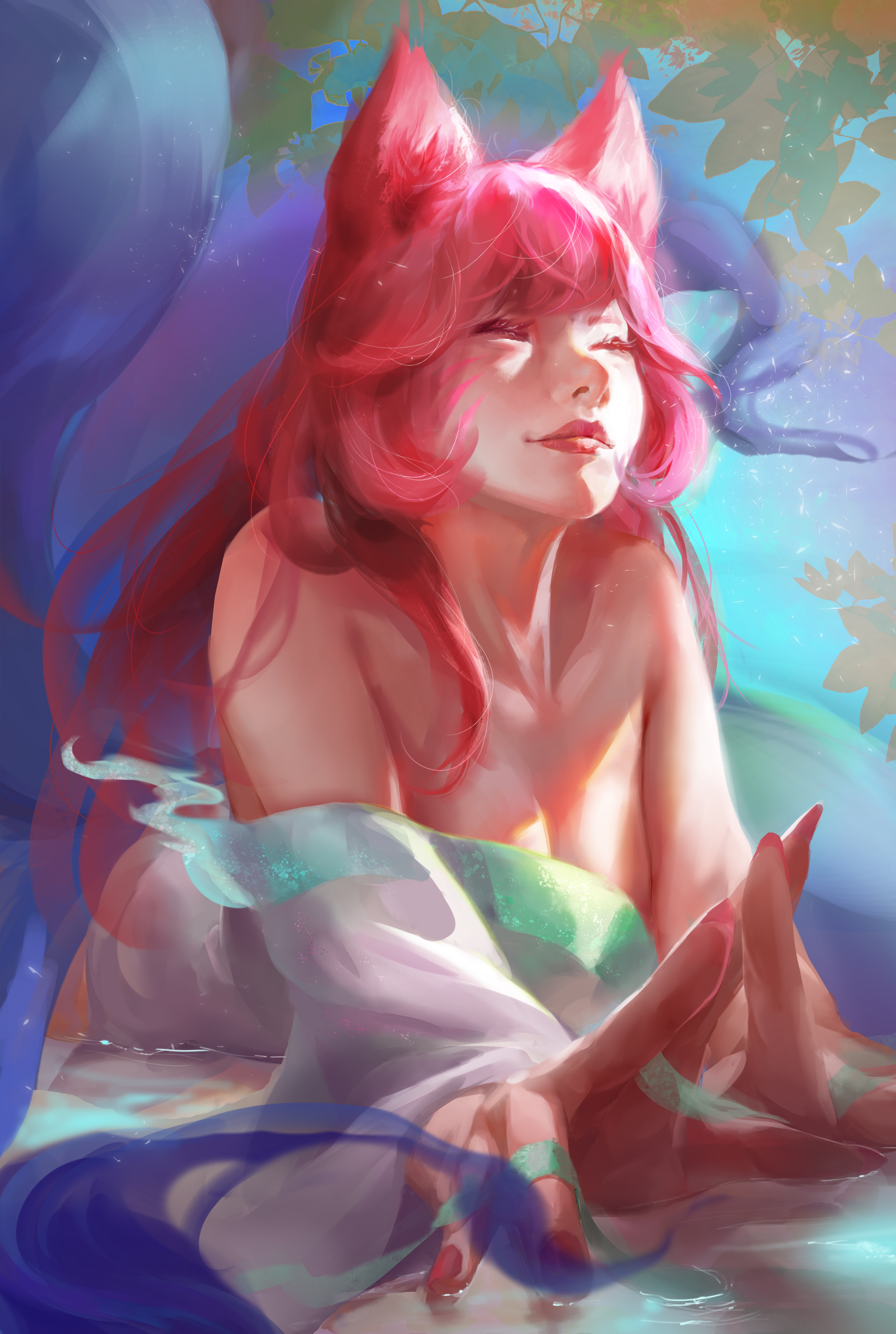 Ahri League Of Legends League Of Legends Fantasy Girl Video Games Video Game Girls Kimono Video Game 4000x5956