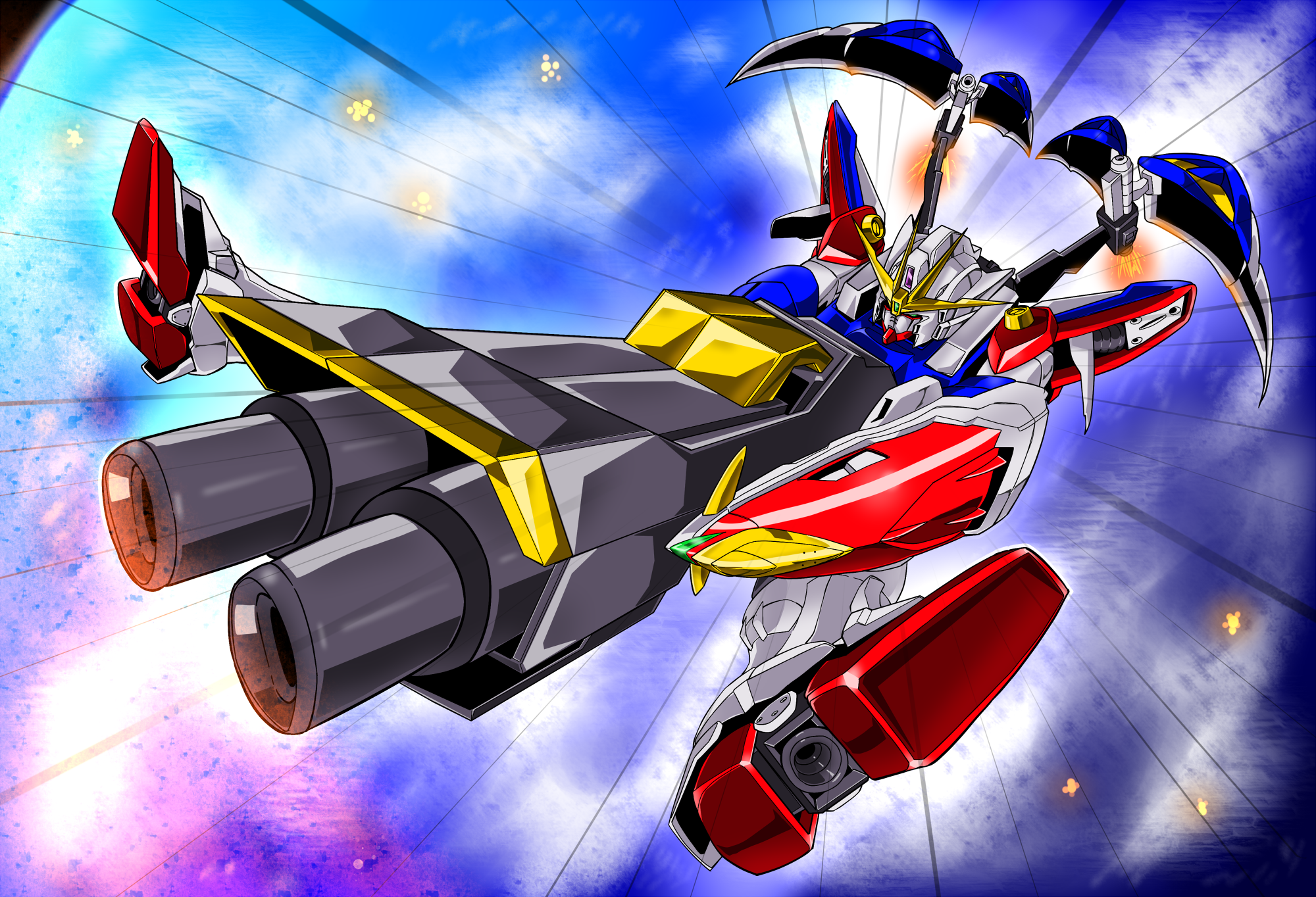 Anime Mechs Super Robot Wars Gundam Mobile Suit Gundam Wing Wing Gundam Zero Artwork Digital Art Fan 2000x1364