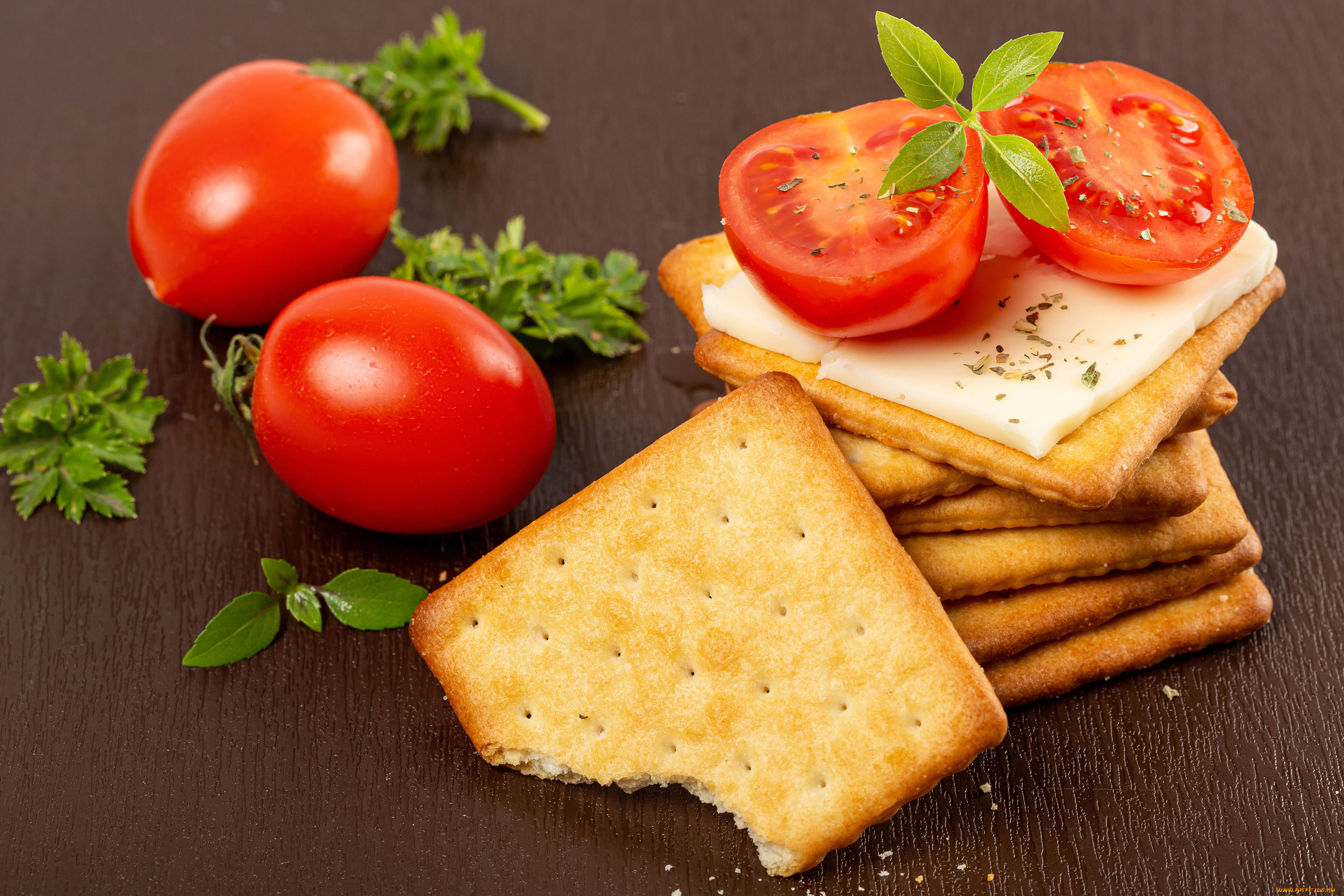 Food Vegetables Still Life Tomatoes Food Crumbs Crackers Cheese Herb 3000x2000