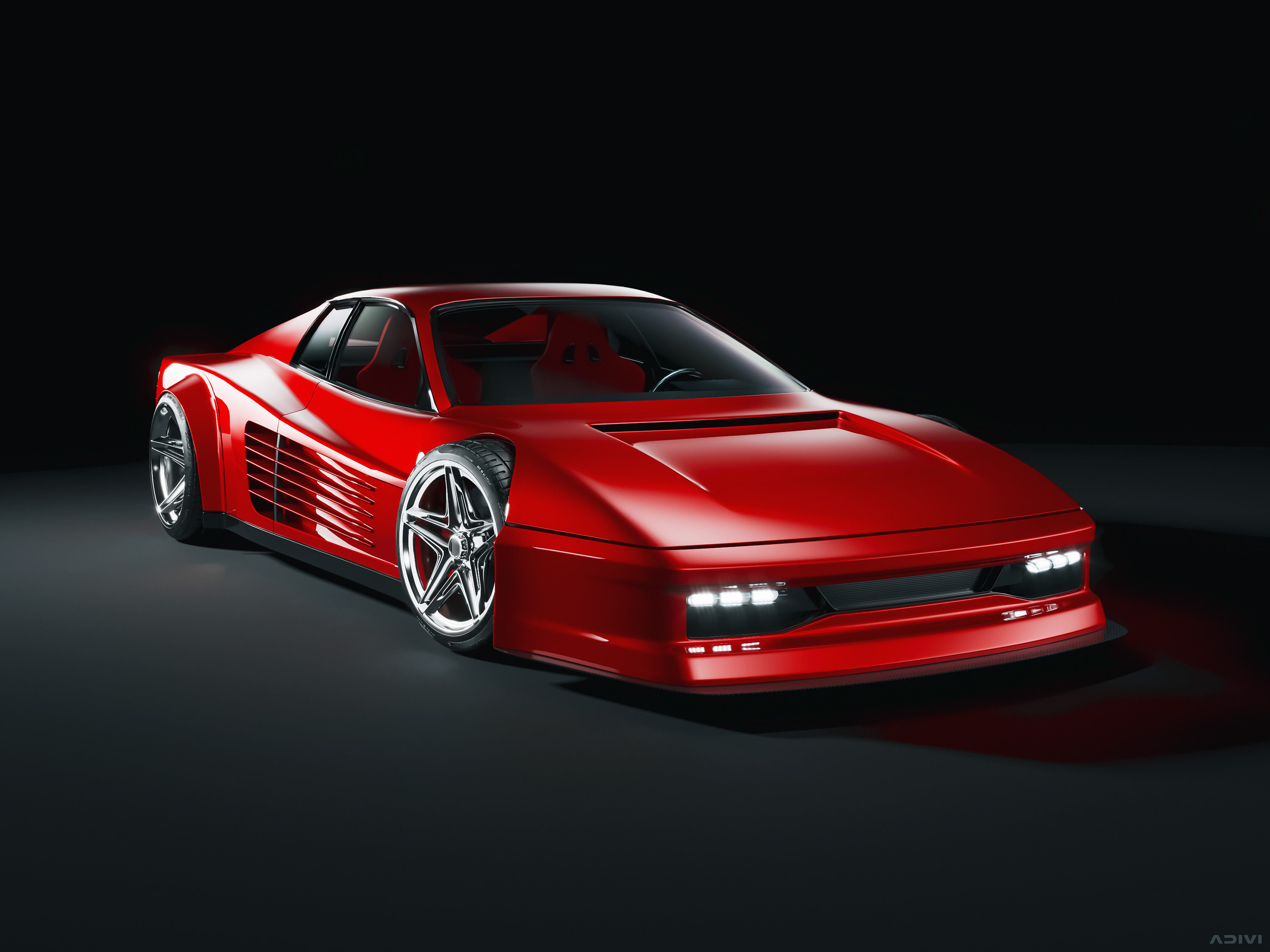 Ferrari Ferrari Testarossa Concept Art Concept Cars Digital Art Digital Render Artwork Red Cars Car  2800x2100