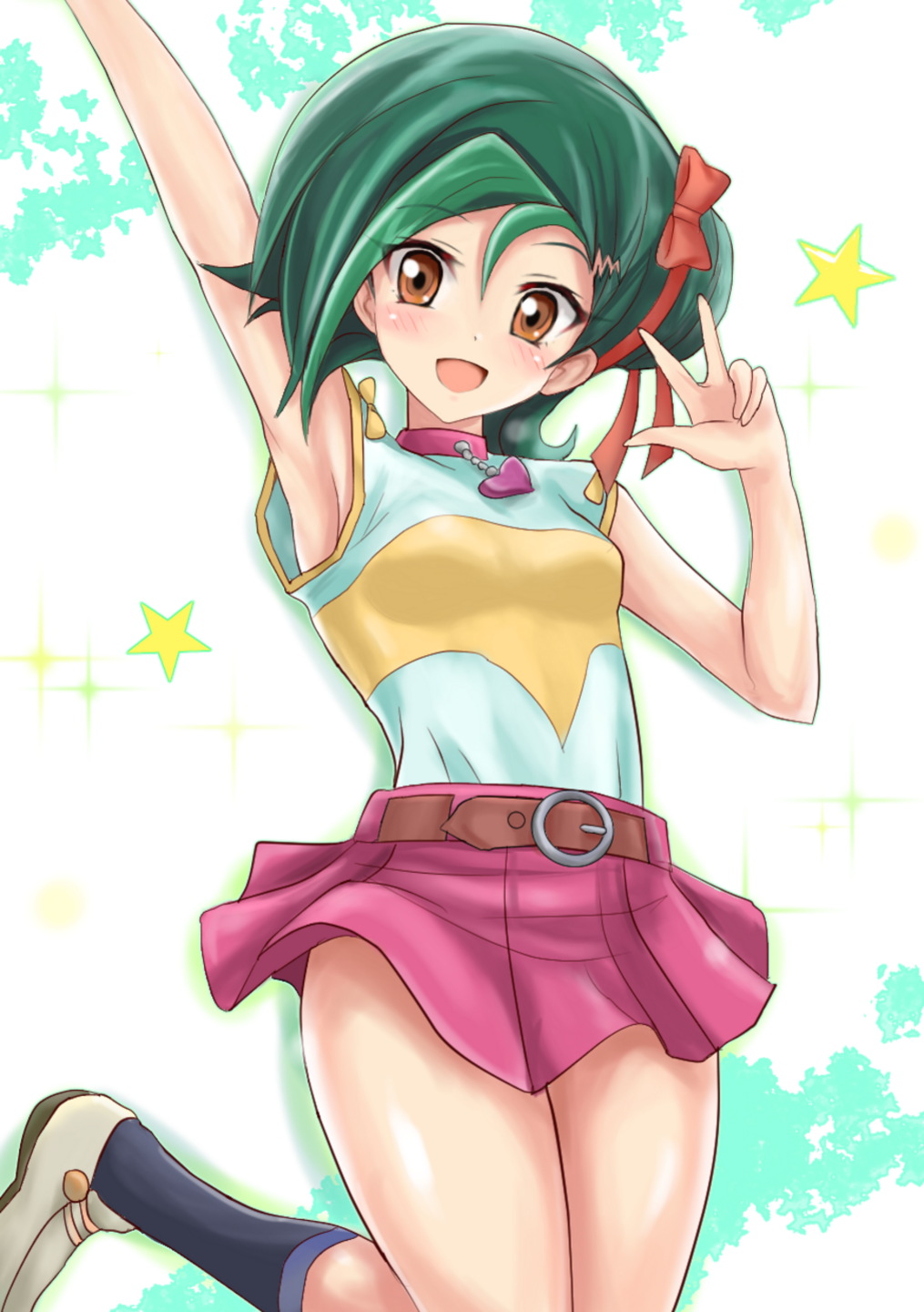 Anime Anime Girls Yu Gi Oh Yu Gi Oh ZEXAL Mizuki Kotori Green Hair Hairbun Artwork Digital Art Fan A 1015x1440