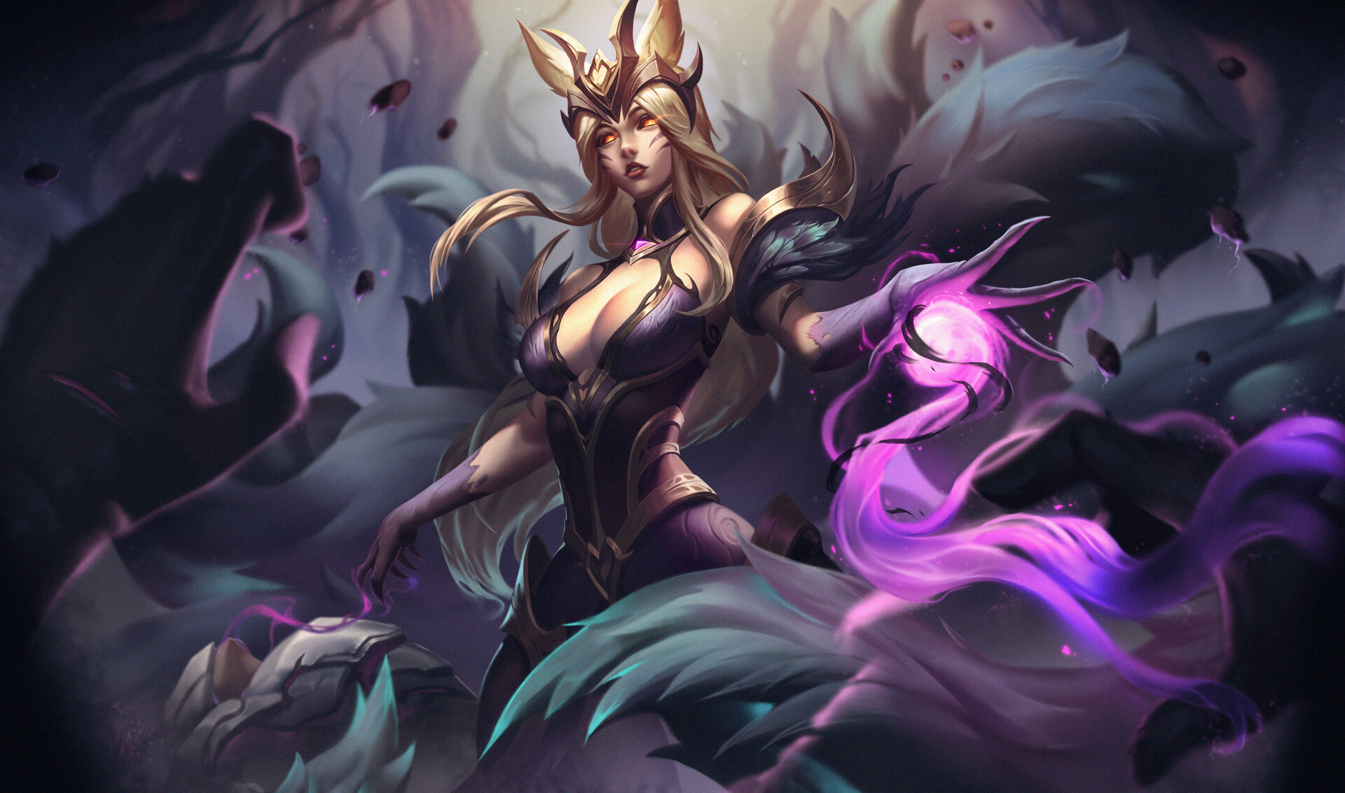 Unstable Anomaly Drawing League Of Legends Women Ahri League Of Legends Blonde Fox Girl Long Hair Fi 1920x1133