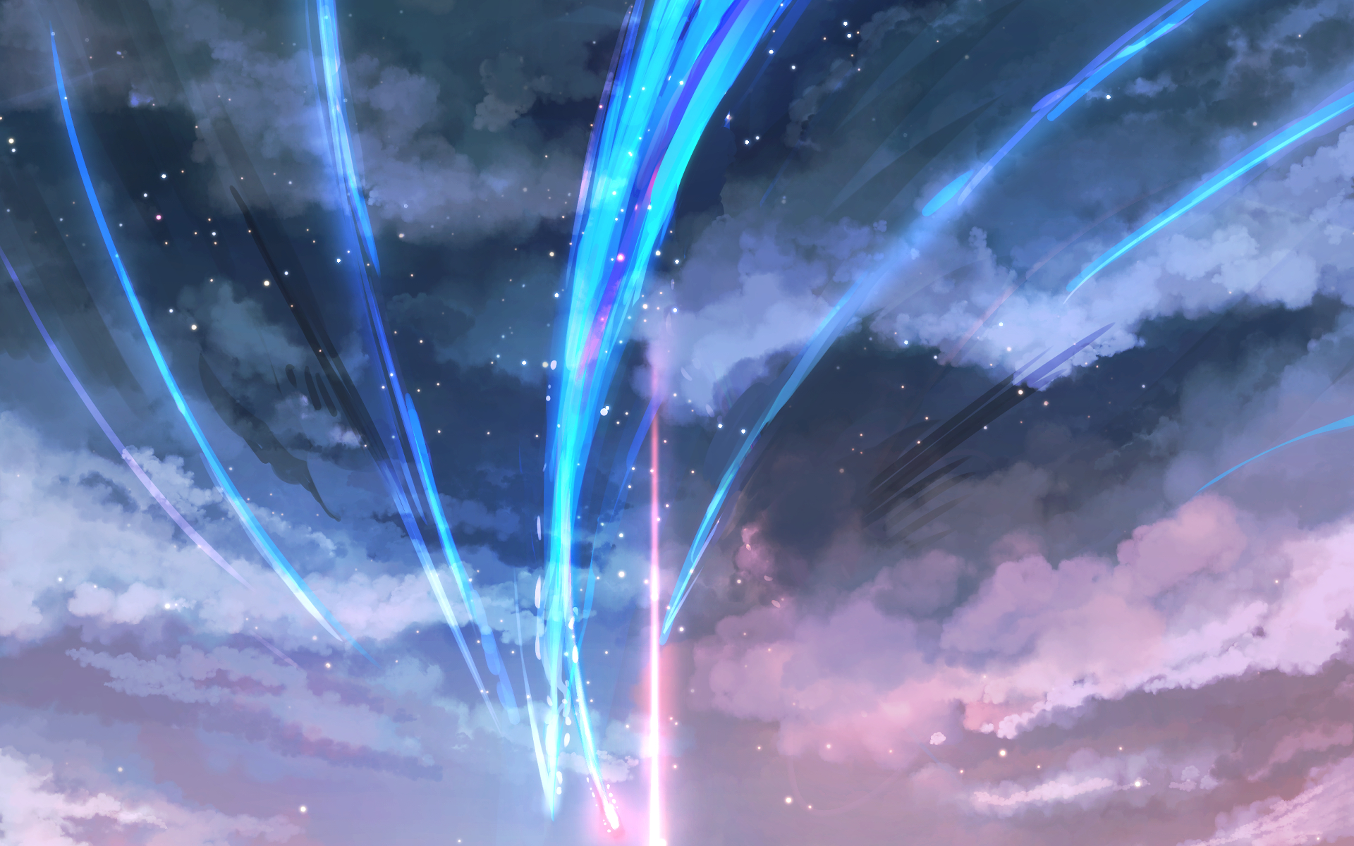 Starry Night Kimi No Na Wa Anime Sky Clouds 1920x1200