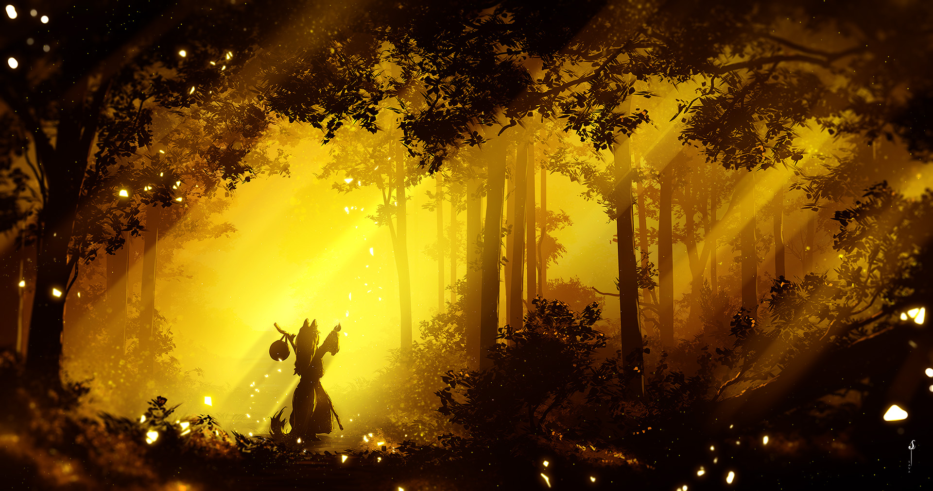 Digital Art Fantasy Art Sava G Forest Trees Silhouette 1920x1012