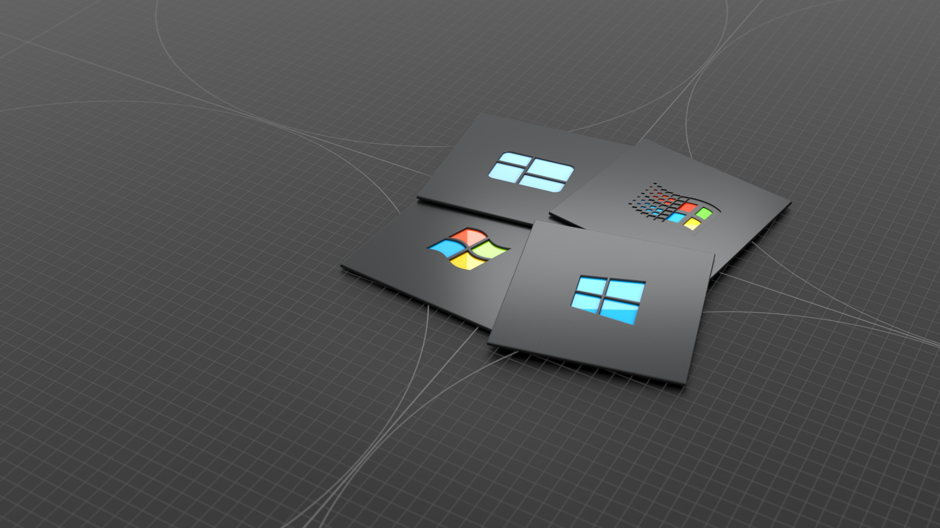 Digital Art Microsoft Grid Texture Logo 1920x1080
