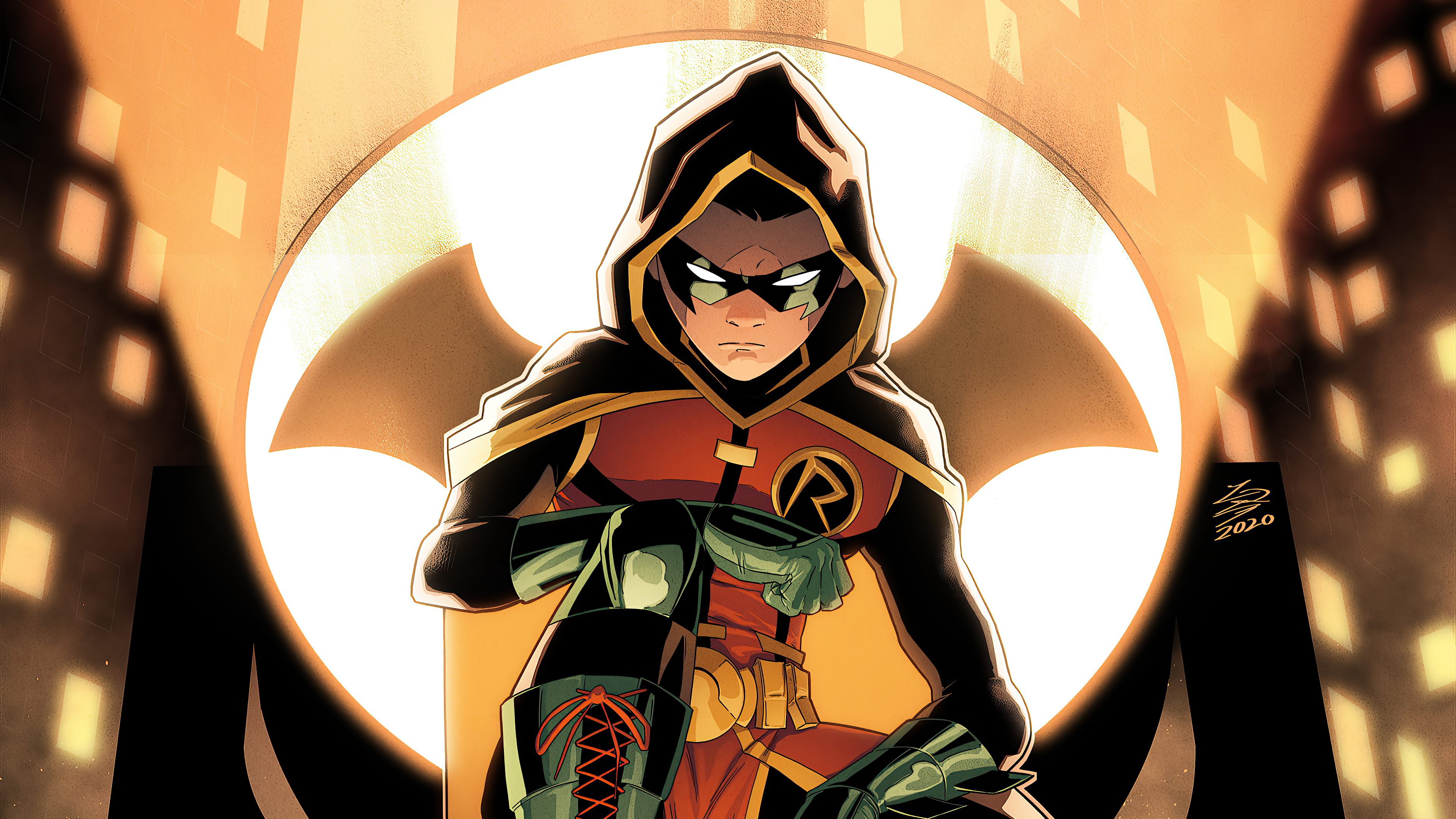 Robin Dc Comics Dc Comics Damian Wayne Bat Signal Boy 3840x2160