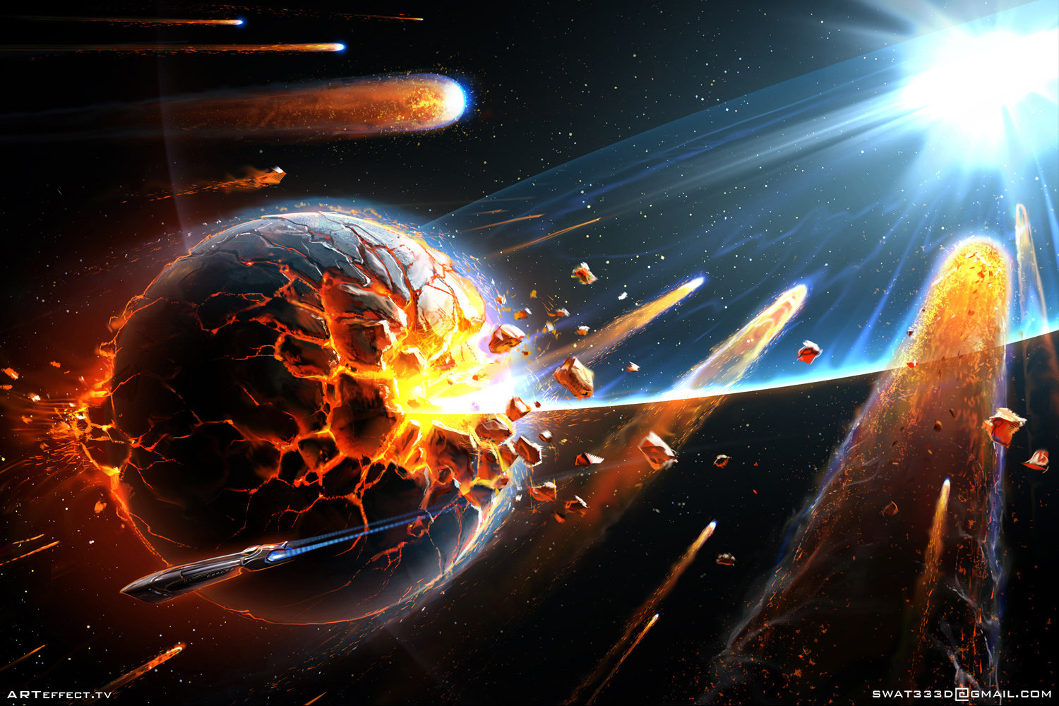 Artwork Fantasy Art Science Fiction Space Planet Meteorite 1500x1000