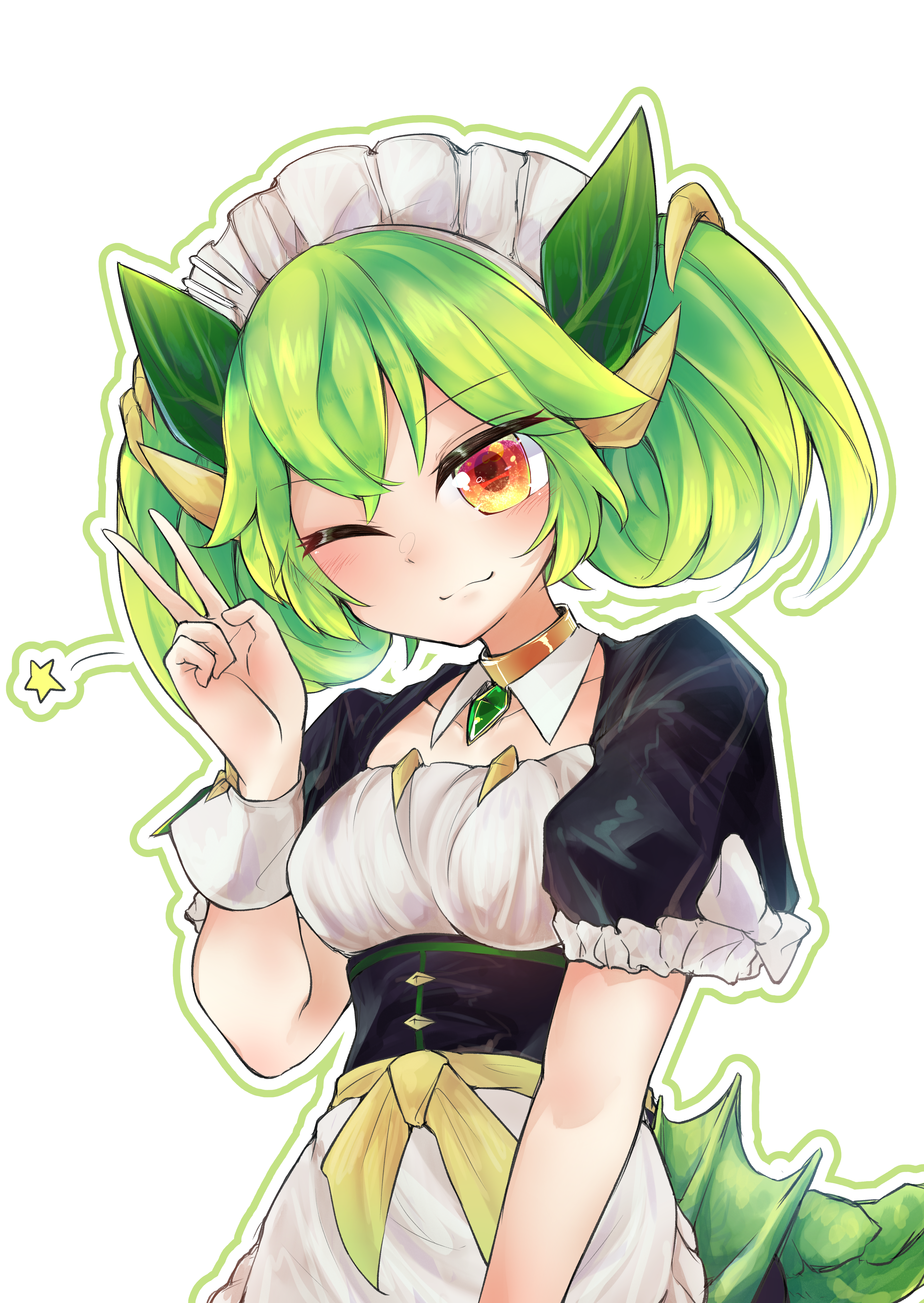 Anime Anime Girls Trading Card Games Yu Gi Oh Maid Maid Outfit Twintails Green Hair Parlor Dragonmai 4243x5983