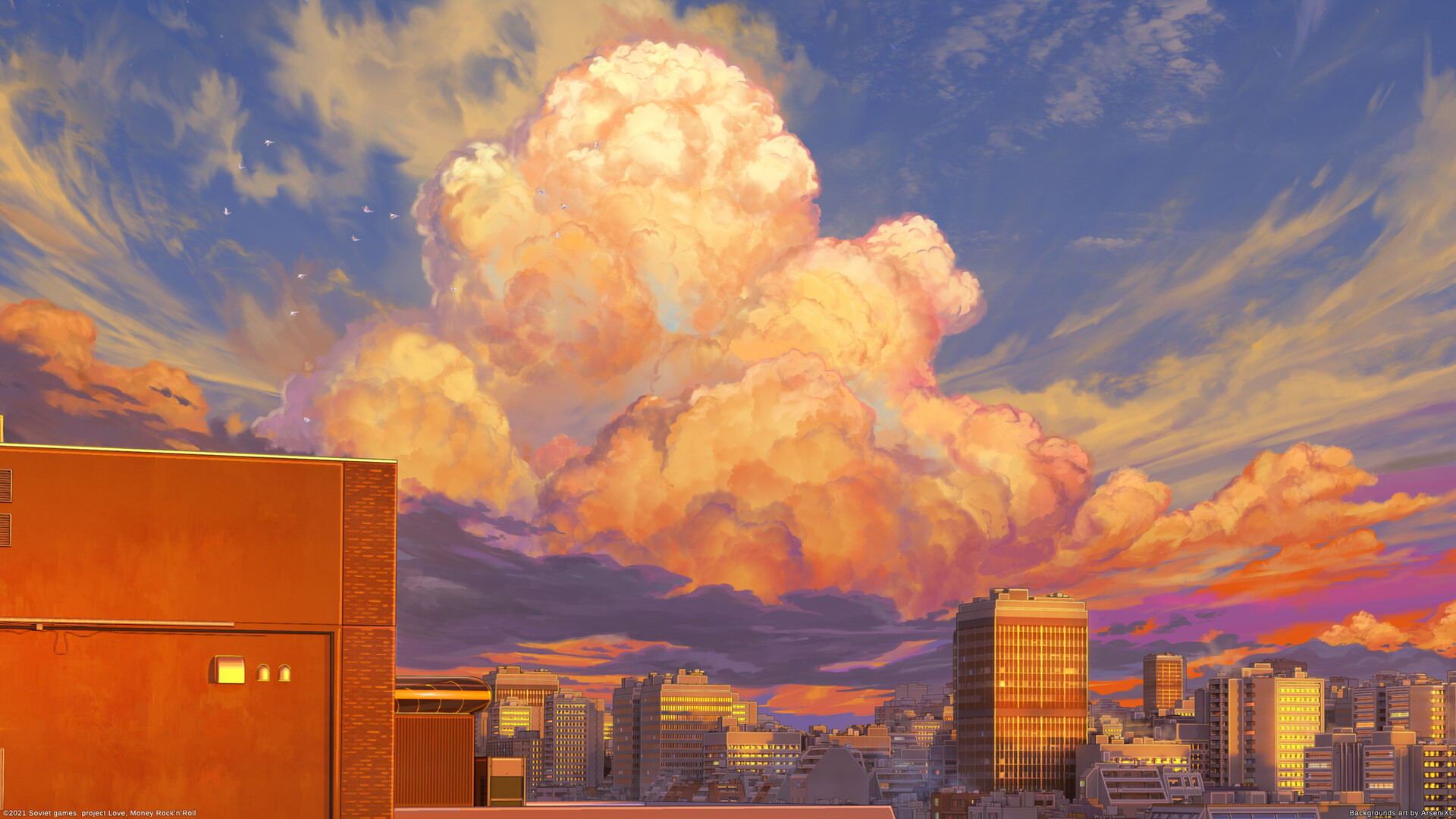 Artwork City Sky Clouds 1920x1080