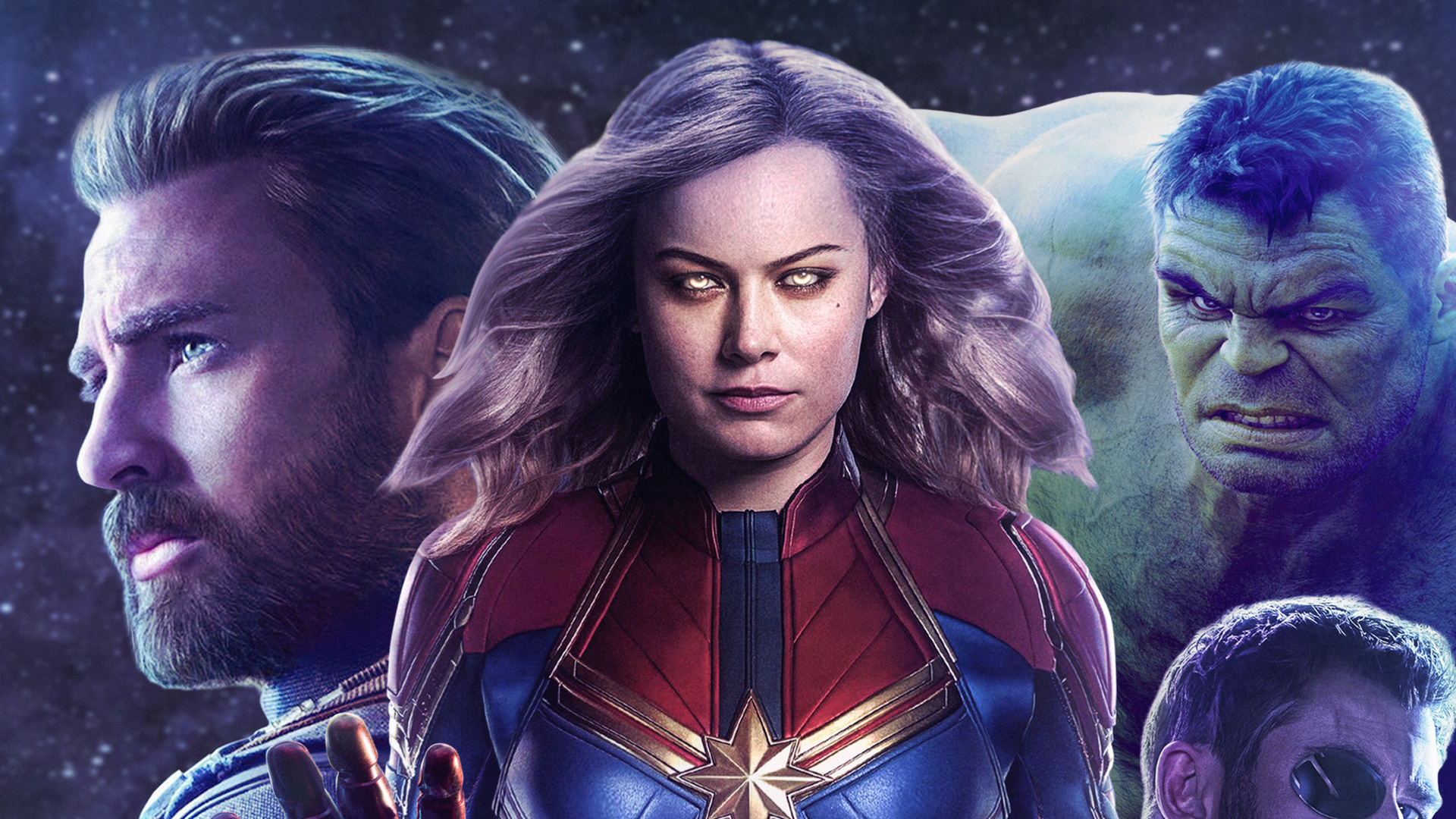 Hulk Captain America Captain Marvel Chris Evans Brie Larson 1920x1080