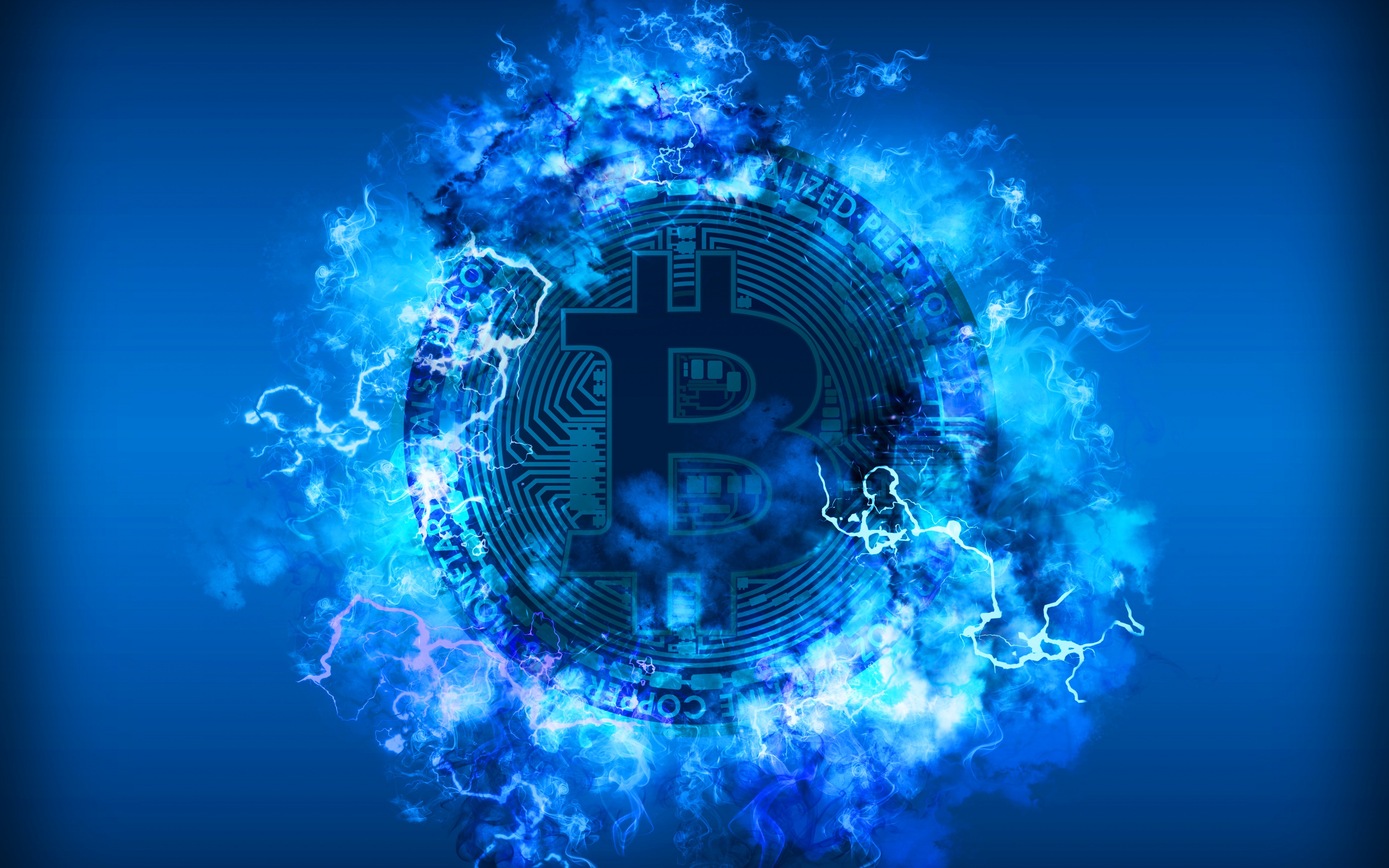 Bitcoin Blue Cryptocurrency 3840x2400