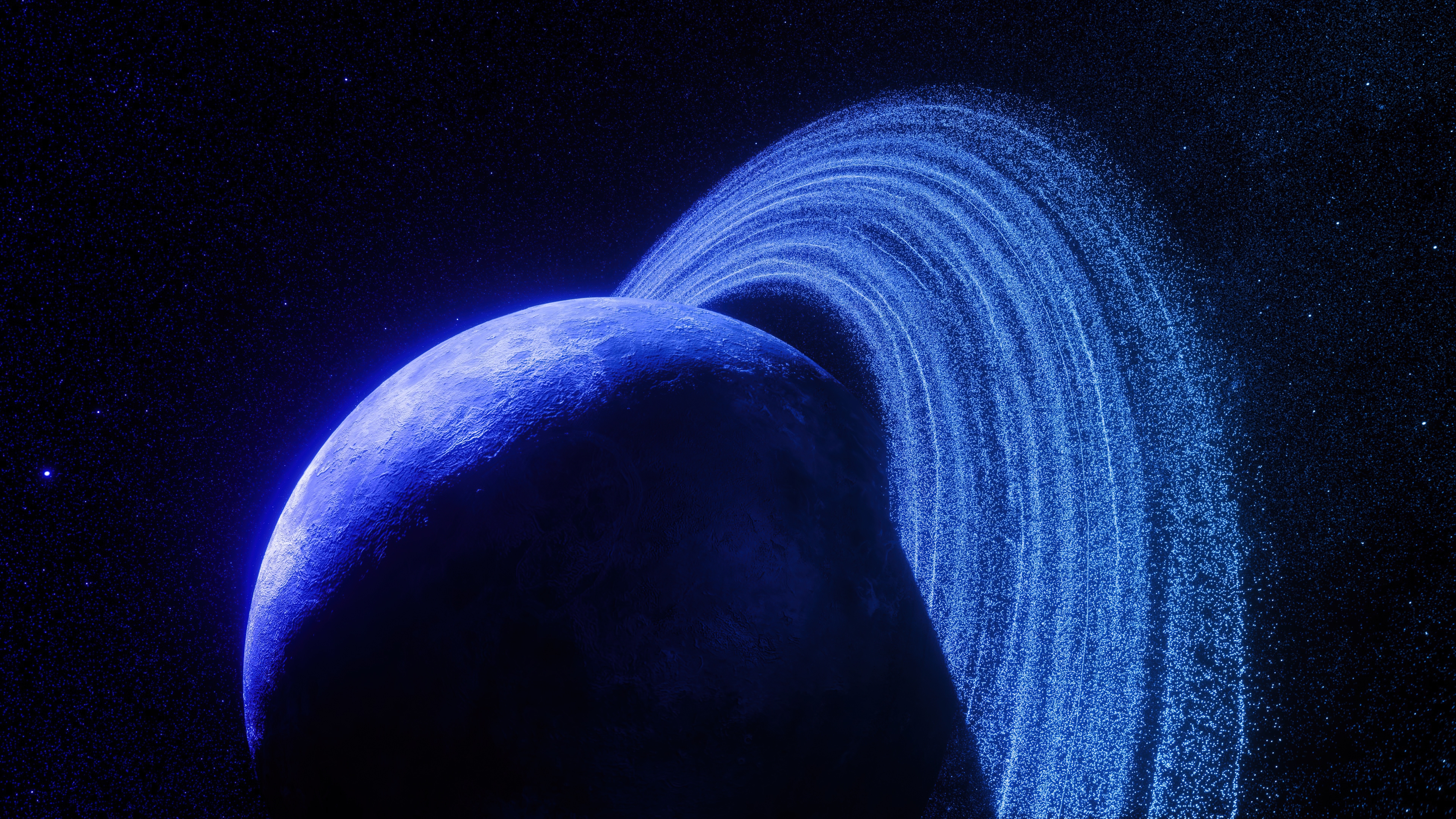 Planet Space Stars Blue Artwork Digital Art Render Planetary Rings 3840x2160