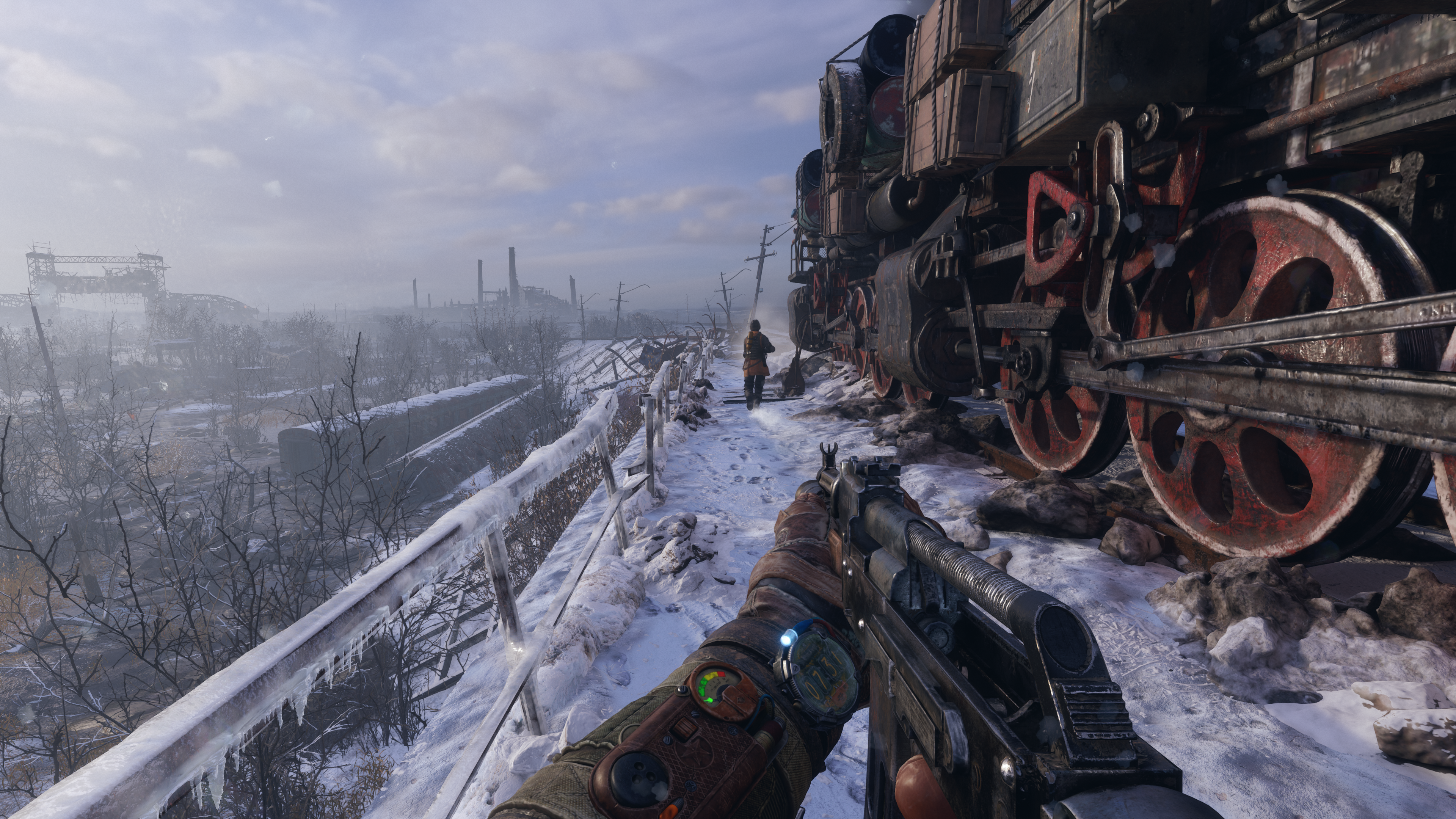 Metro Exodus Enhanced Edition Train Snow Covered Post Apocalypse Apocalyptic First Person Shooter 3840x2160