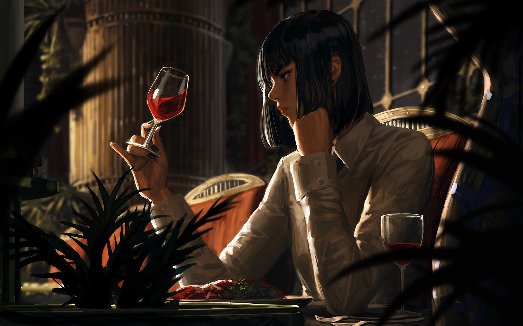 GUWEiZ Bad Guys Digital Art Artwork Leaves Drawing Champagne 1800x1125