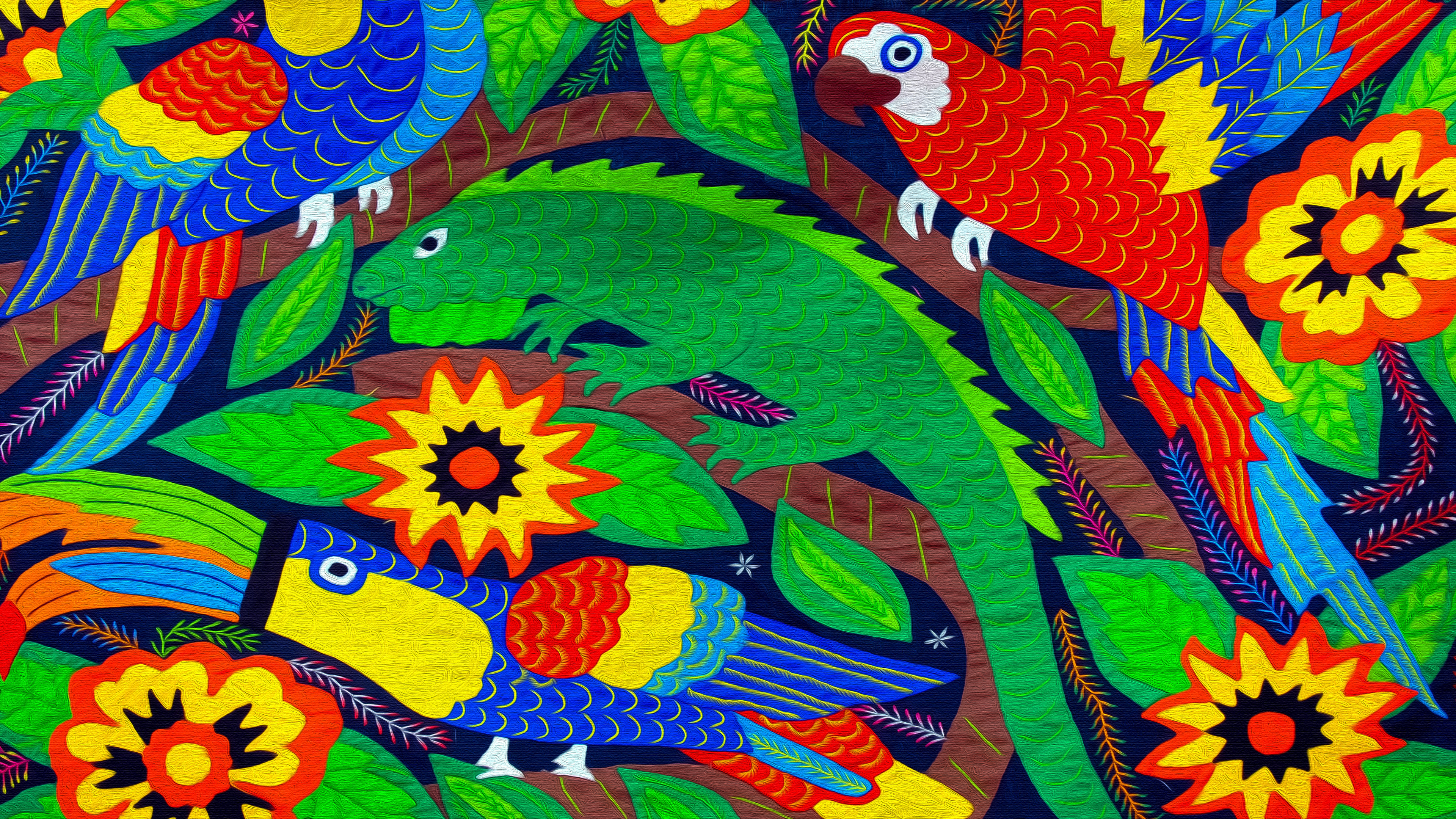 Colors Bird Lizard 3840x2160