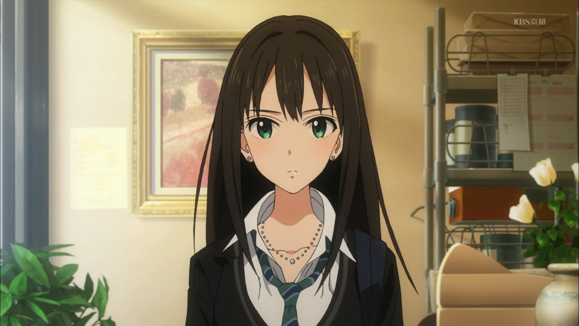 Anime Anime Girls Anime Screenshot THE IDOLM STER Shibuya Rin Long Hair Brunette Aqua Eyes School Un 1920x1080