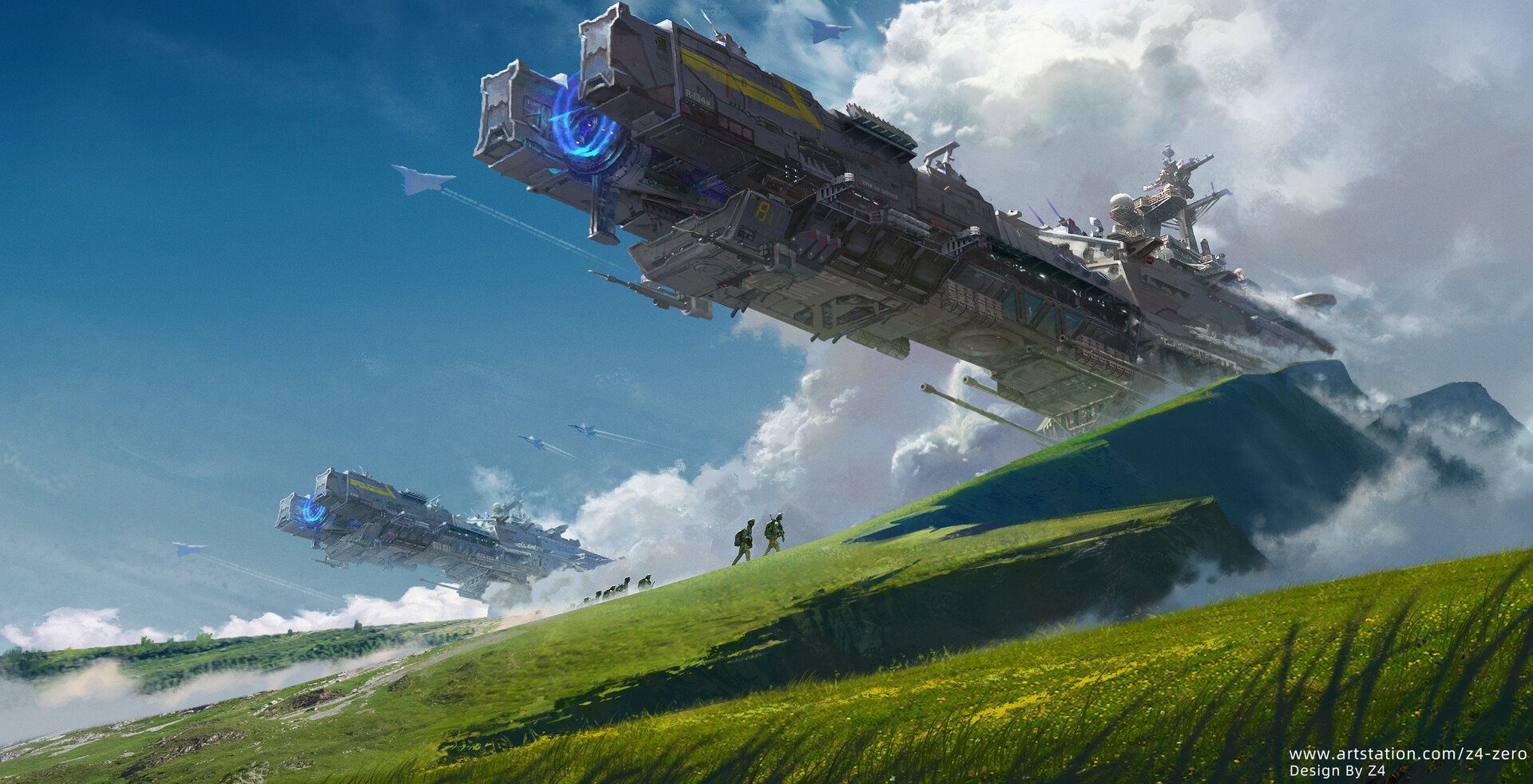 Digital Art Fantasy Art Environment Landscape Clouds Science Fiction Spaceship Z 4 Zero 1920x982