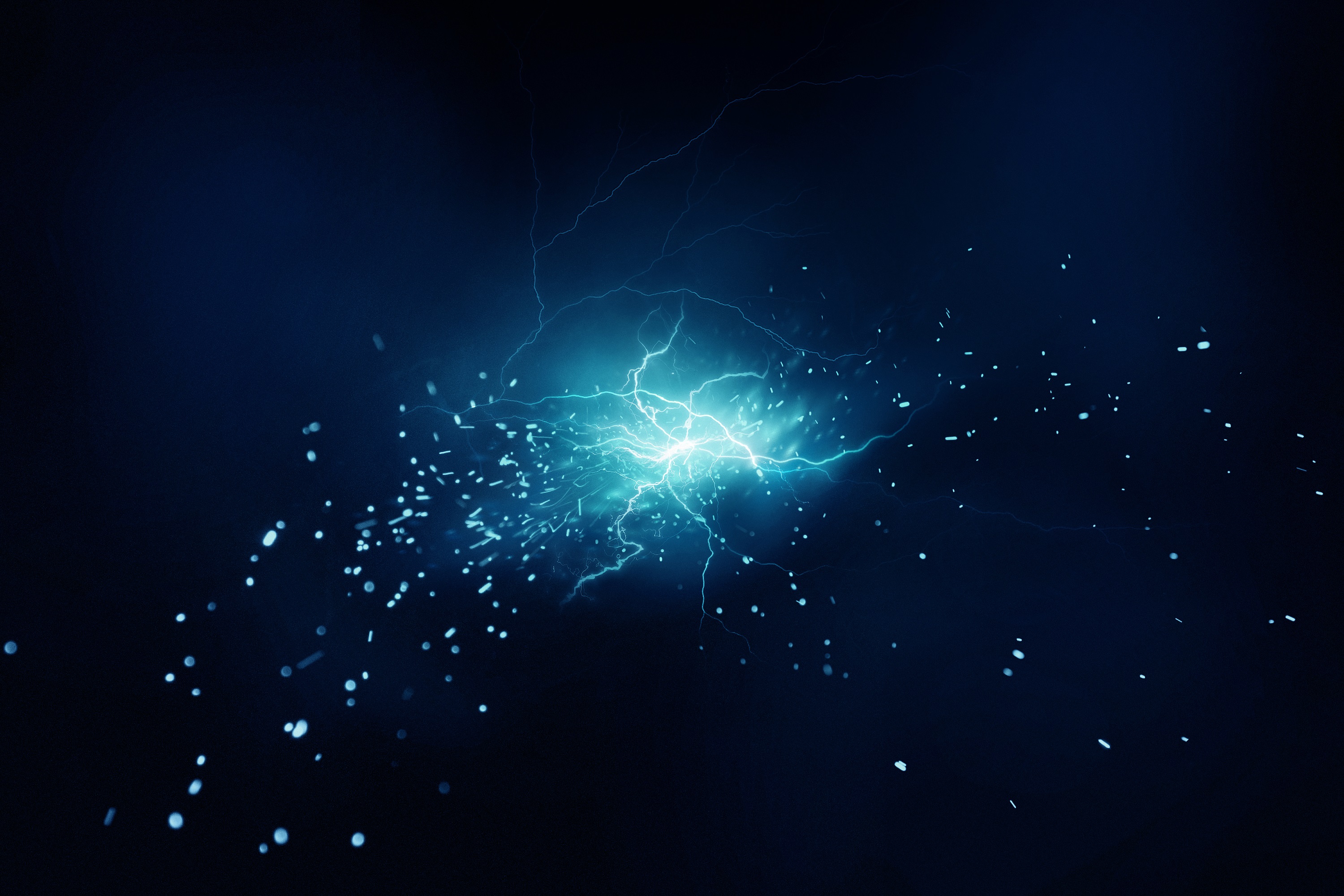 Lights Blue Dark Lightning Spark Particle Floating Particles Electricity Electronic Abstract Industr 3000x2000