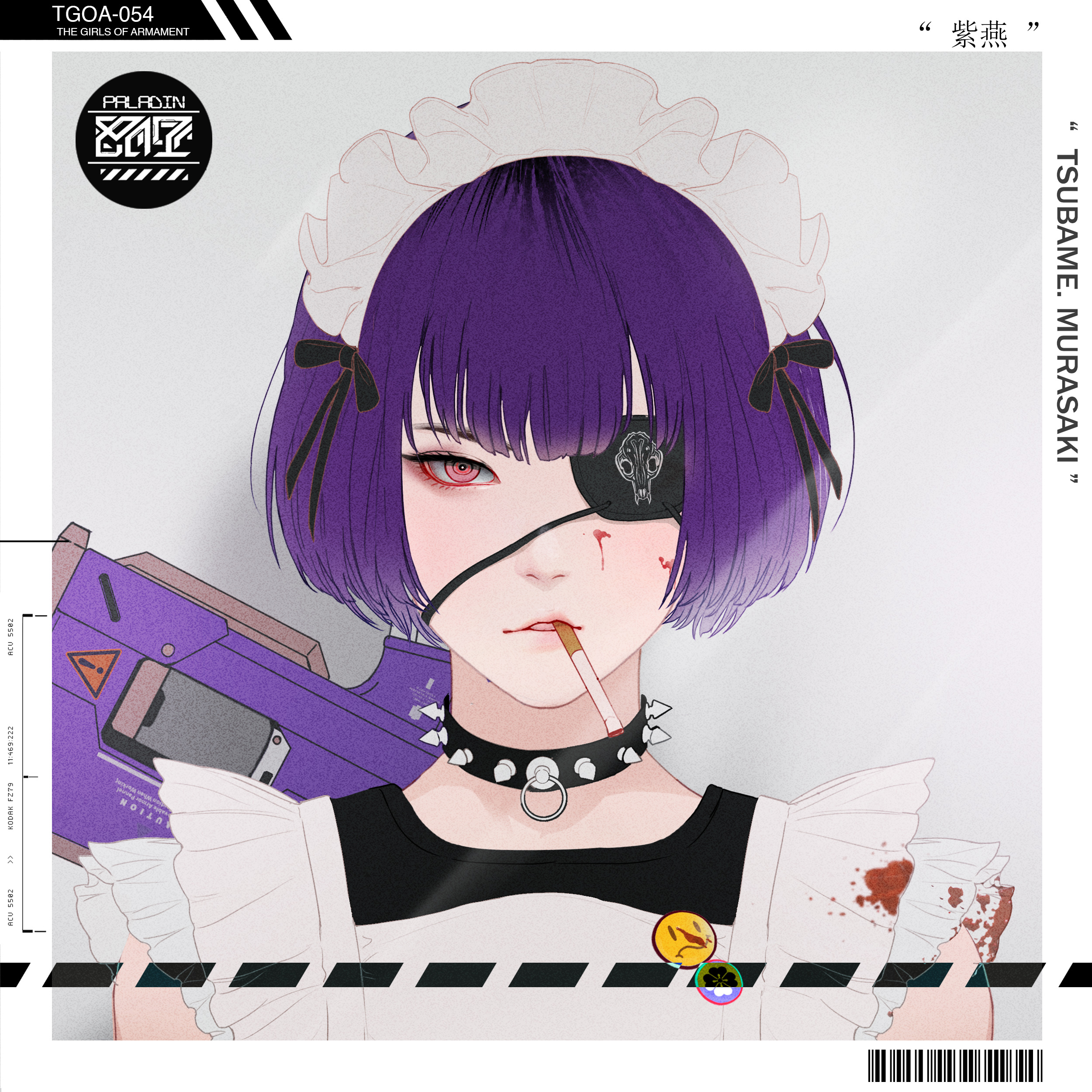 Park JunKyu Anime Girls Purple Hair Cigarettes Eyepatches Anime 2500x2500