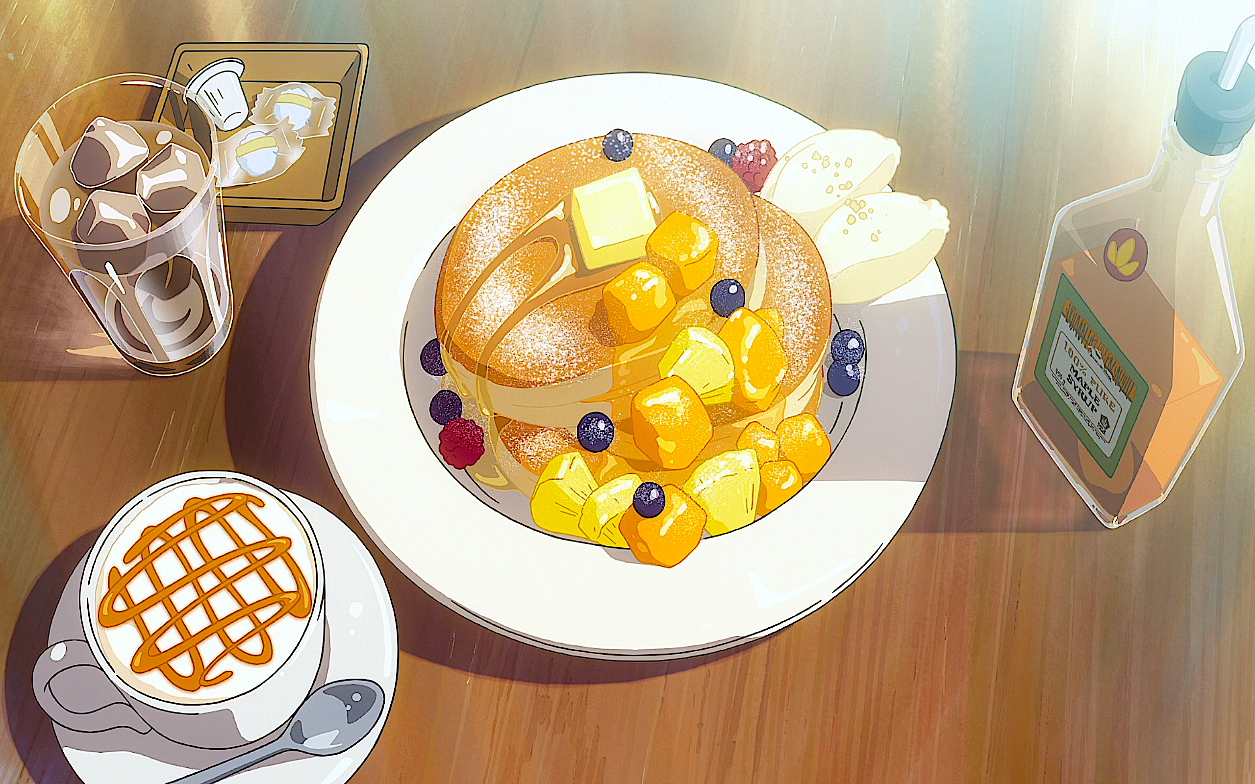 Blueberry Coffee Food Kimi No Na Wa Maple Syrup Pancake 2560x1600
