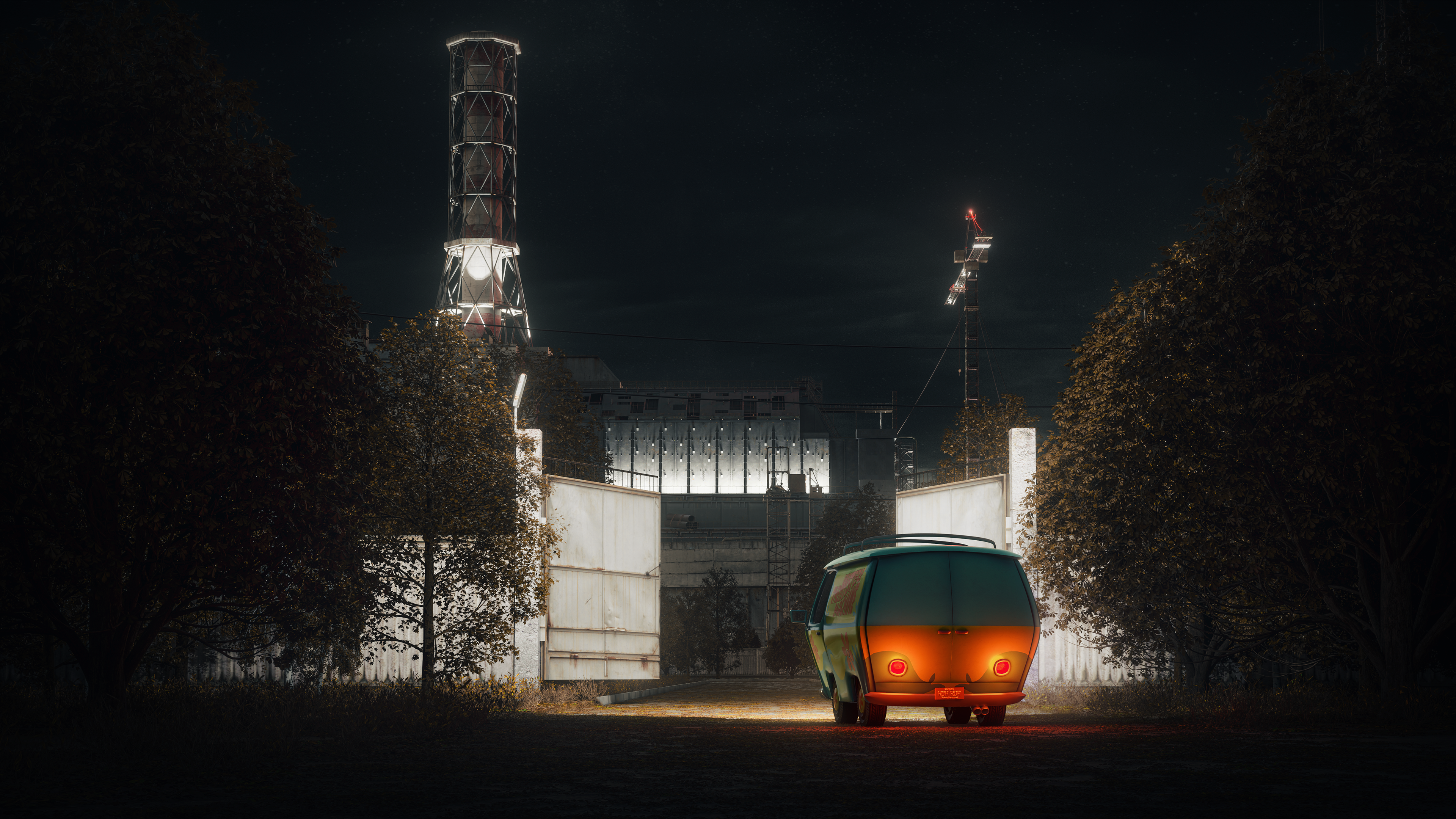 Scooby Doo Chernobyl Nuclear Power Plant Digital Art Digital The Mystery Machine 3840x2160