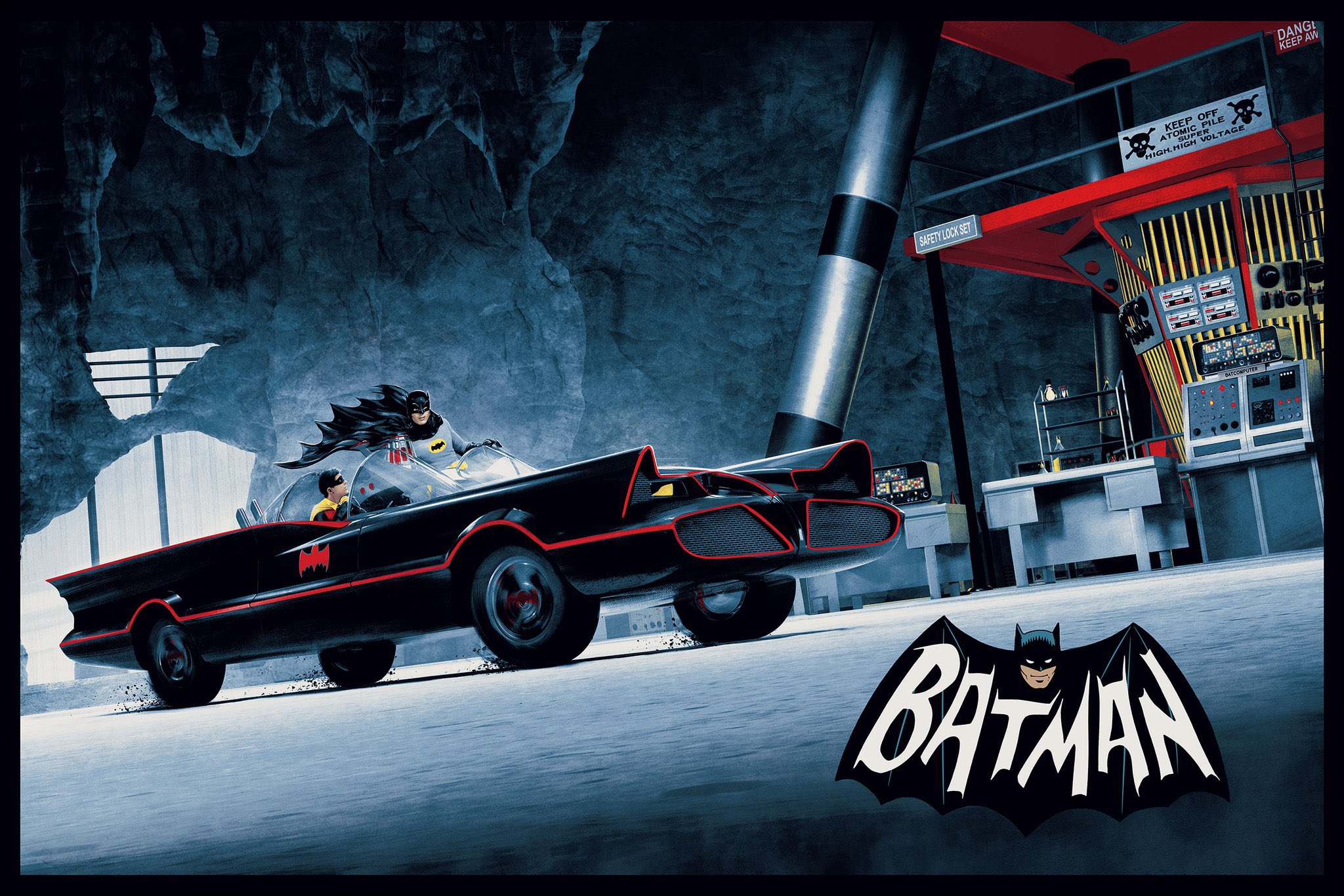 Matt Ferguson Artwork Batman Adam West Fan Art Batmobile Batcave Robin DC Comics Car 2048x1366