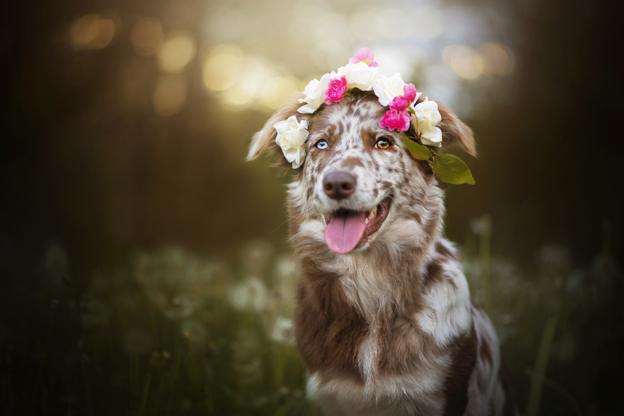 Dog Pet Wreath Depth Of Field Heterochromia 2048x1367