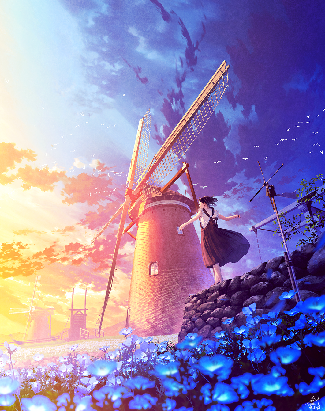 Anime Anime Girls Digital Art Artwork 2D Portrait Display Vertical Mocha Windmill Sky 1062x1341