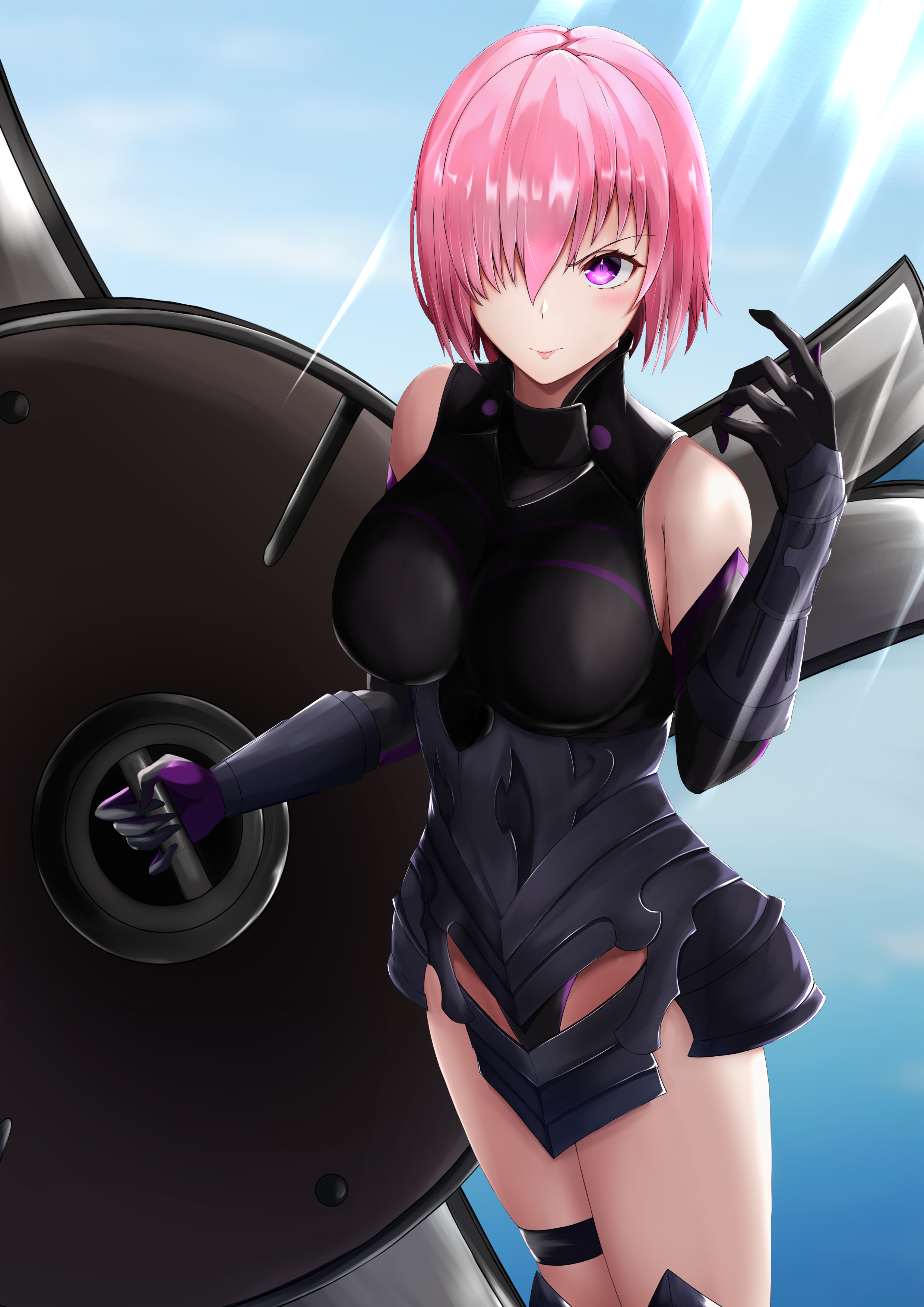 Anime Anime Girls Fate Series Fate Grand Order Mash Kyrielight Short Hair Pink Hair Artwork Digital  2480x3508