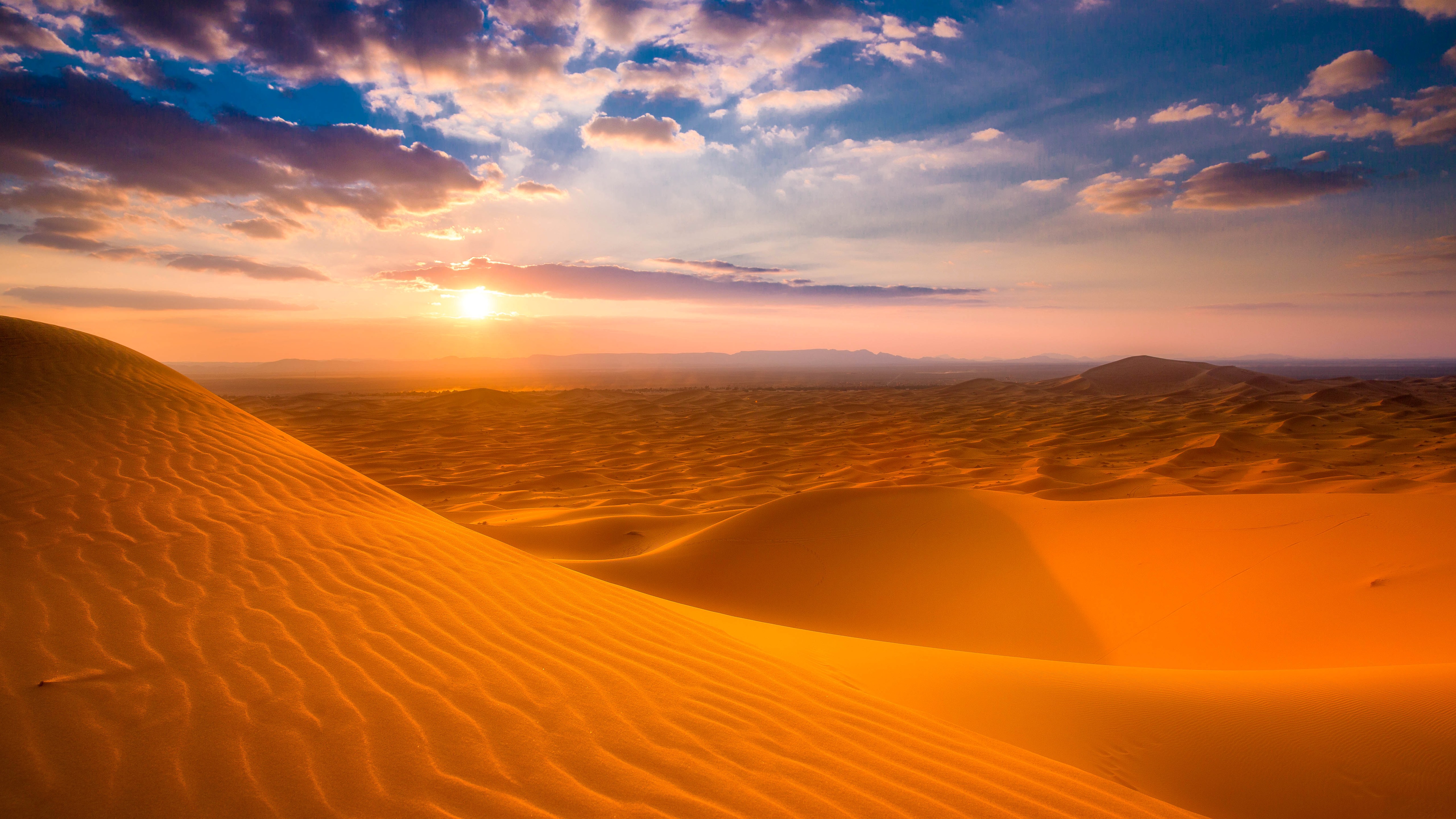 Desert Landscape Dunes Sky Clouds Nature Hills 5120x2880