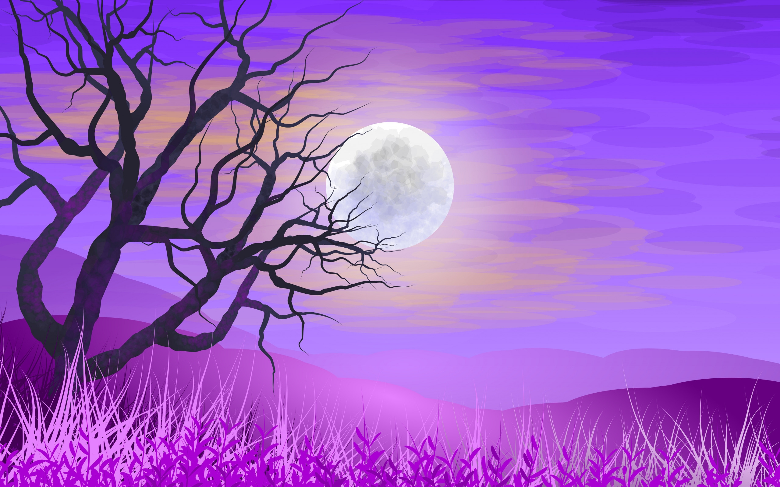 Silhouette Full Moon Pink 2560x1600