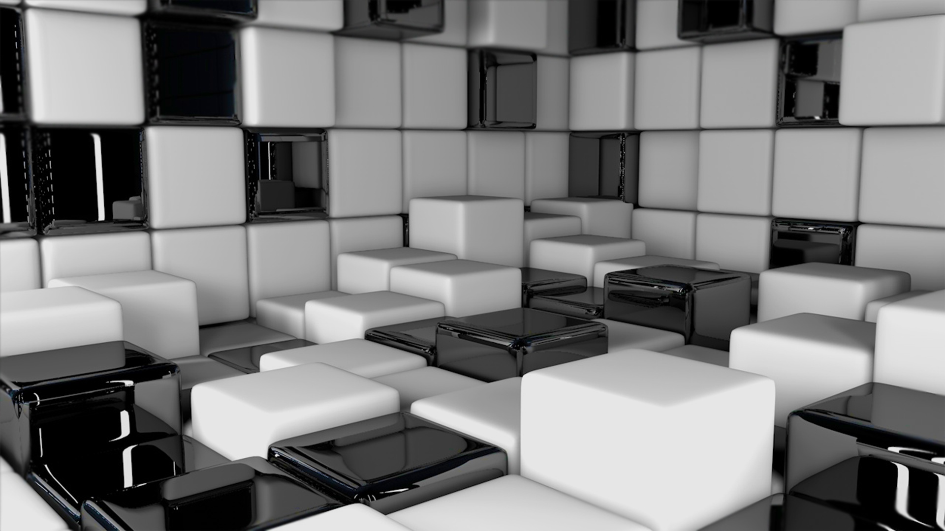 Artistic Black Amp White Cube 1920x1080
