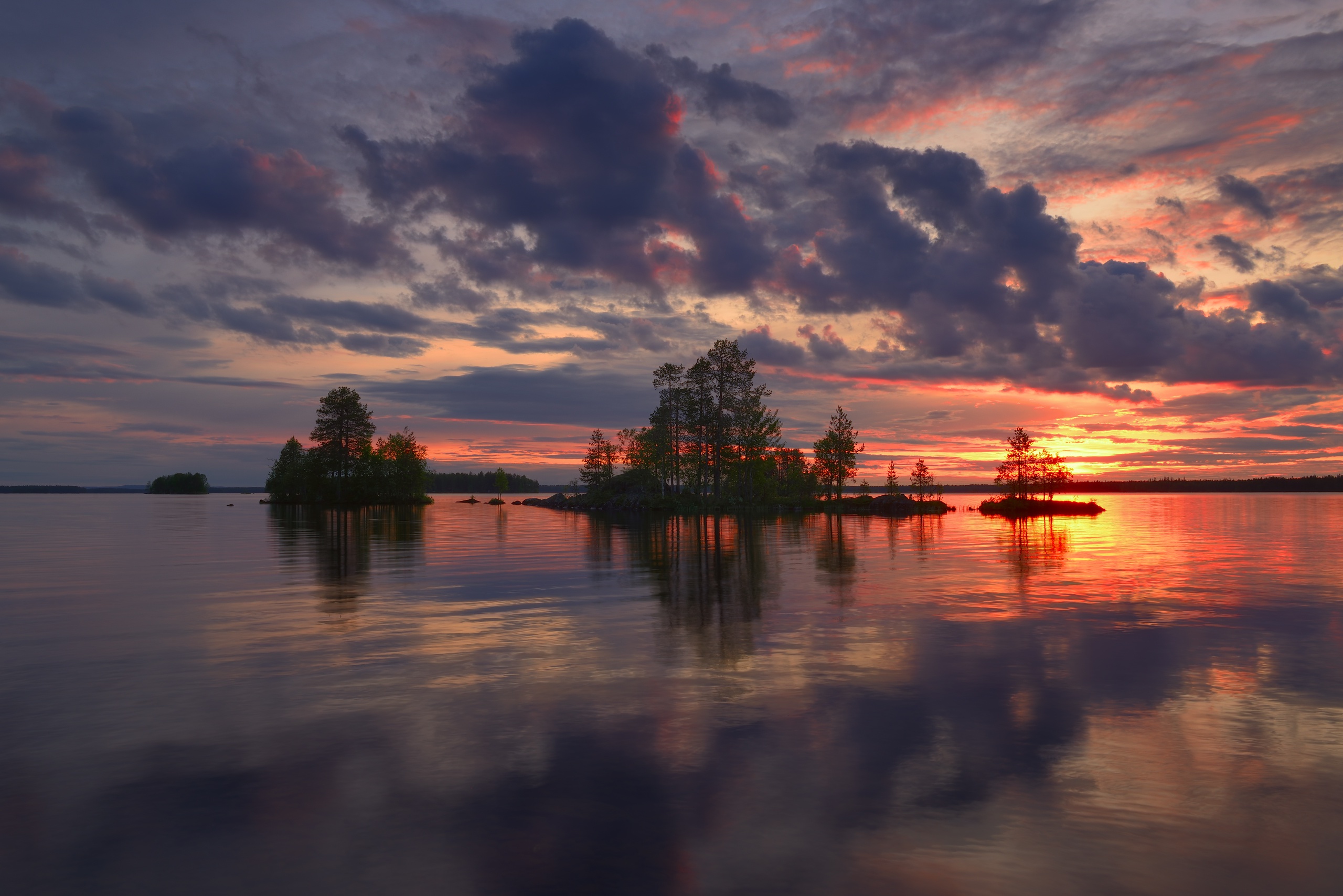 Cloud Tree Nature Lake Finland 2560x1708