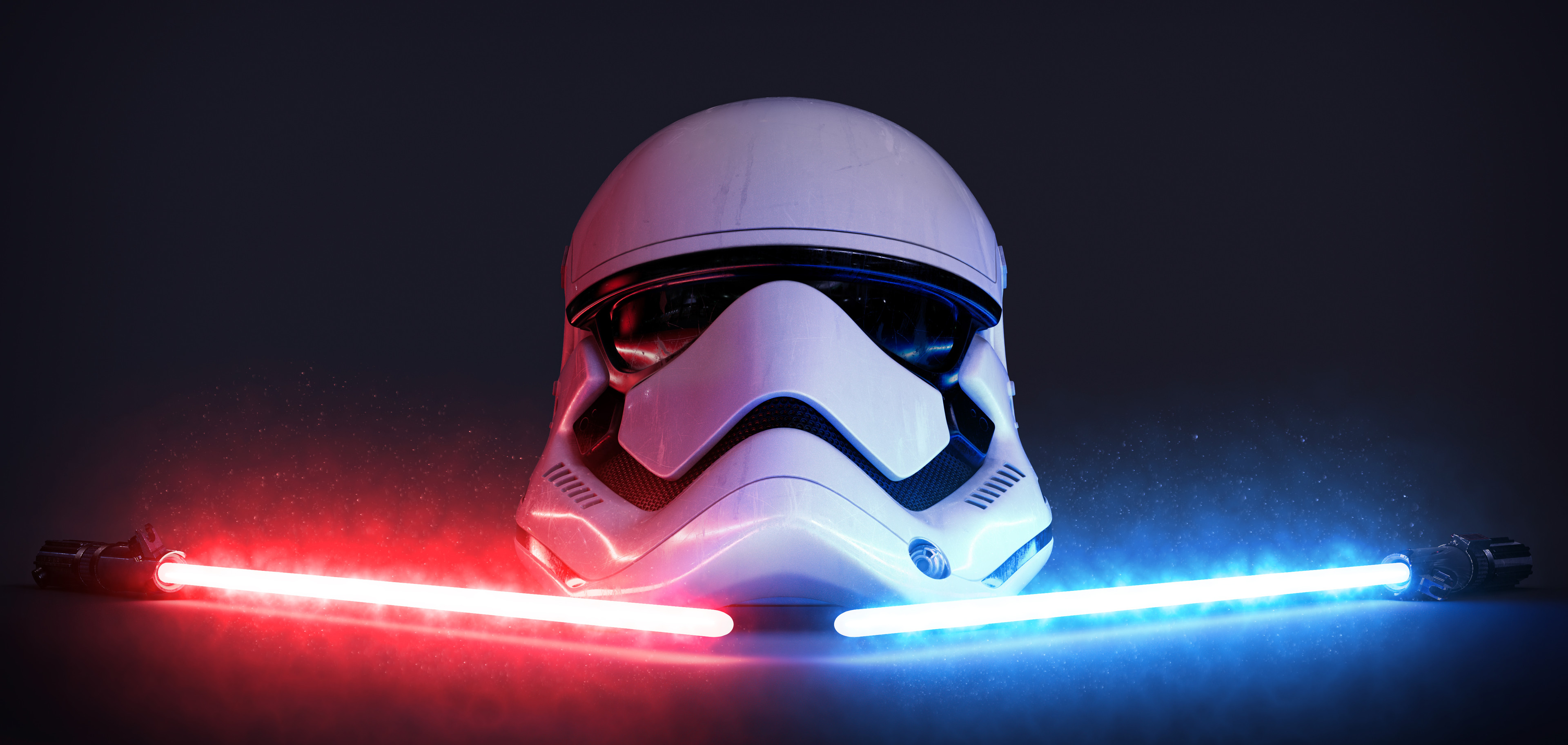 Star Wars Stormtrooper Lightsaber Ultrawide Artwork Digital Art CGi ArtStation Helmet 3840x1827